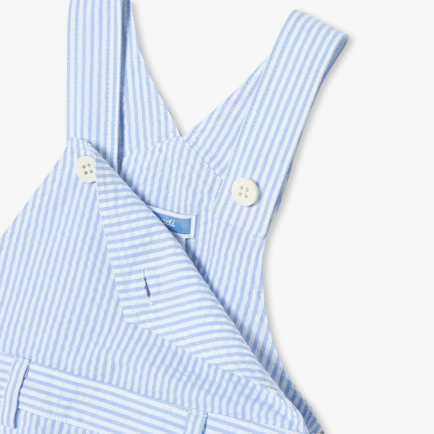 Baby boy short overalls in seersucker