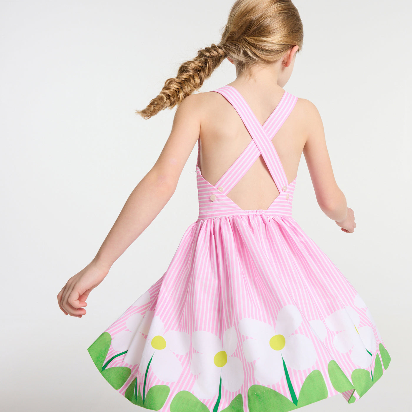 Girl cross-over back dress