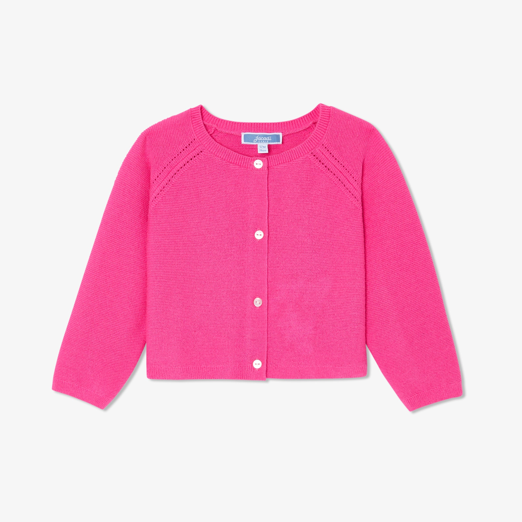 Baby girl cardigan in garter stitch