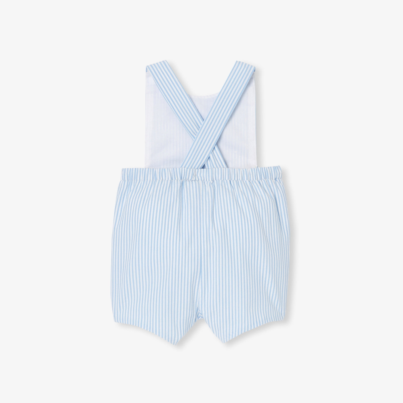 Baby boy short overalls in seersucker