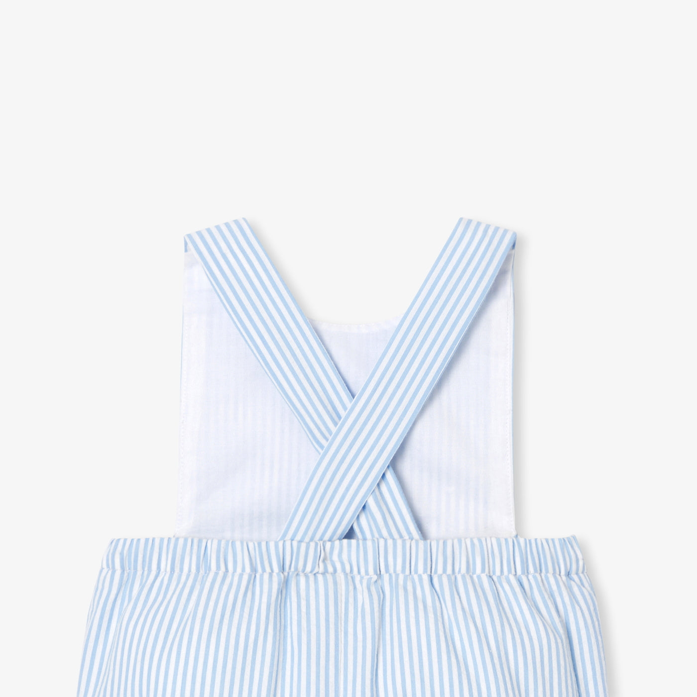 Baby boy short overalls in seersucker