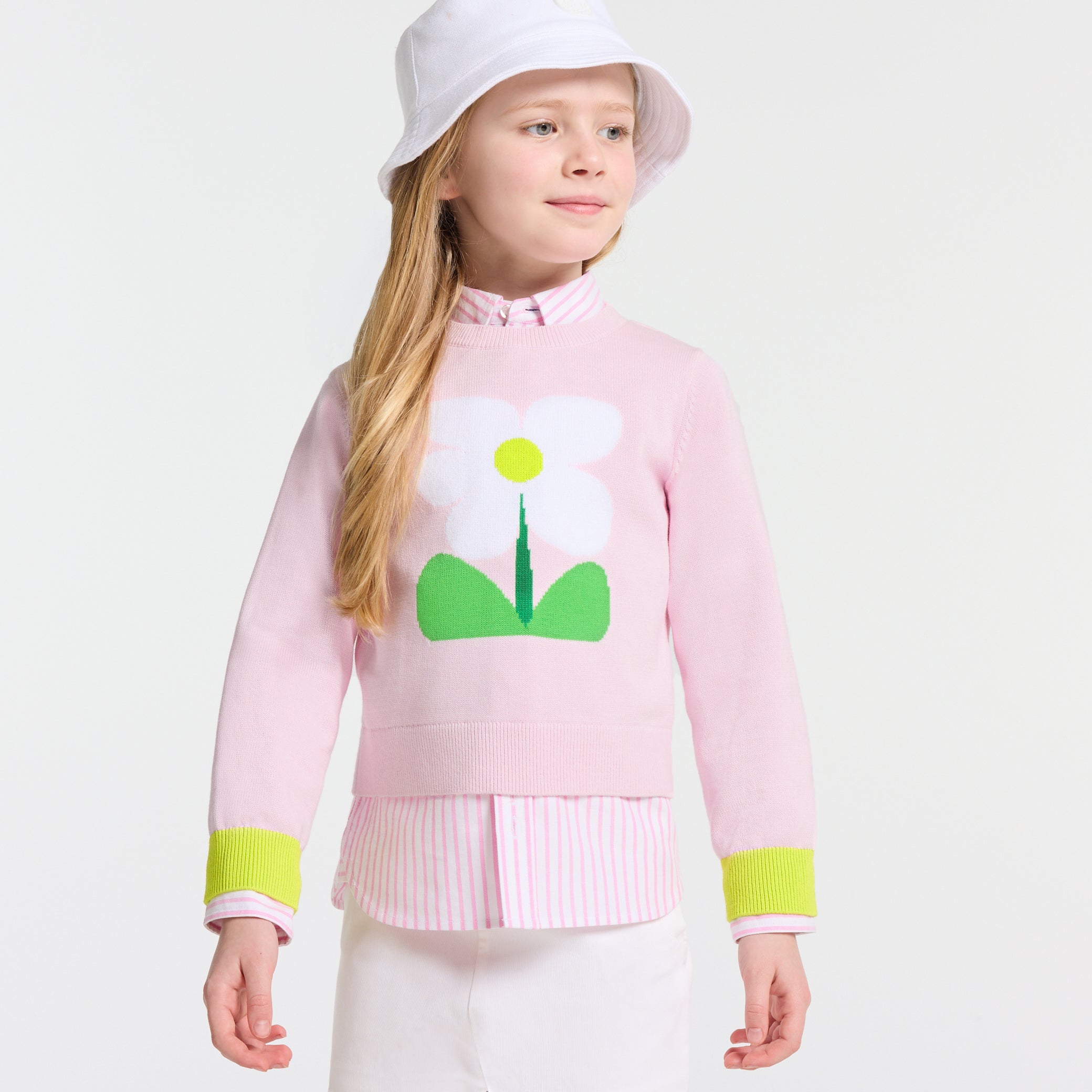 Girl intarsia flower sweater