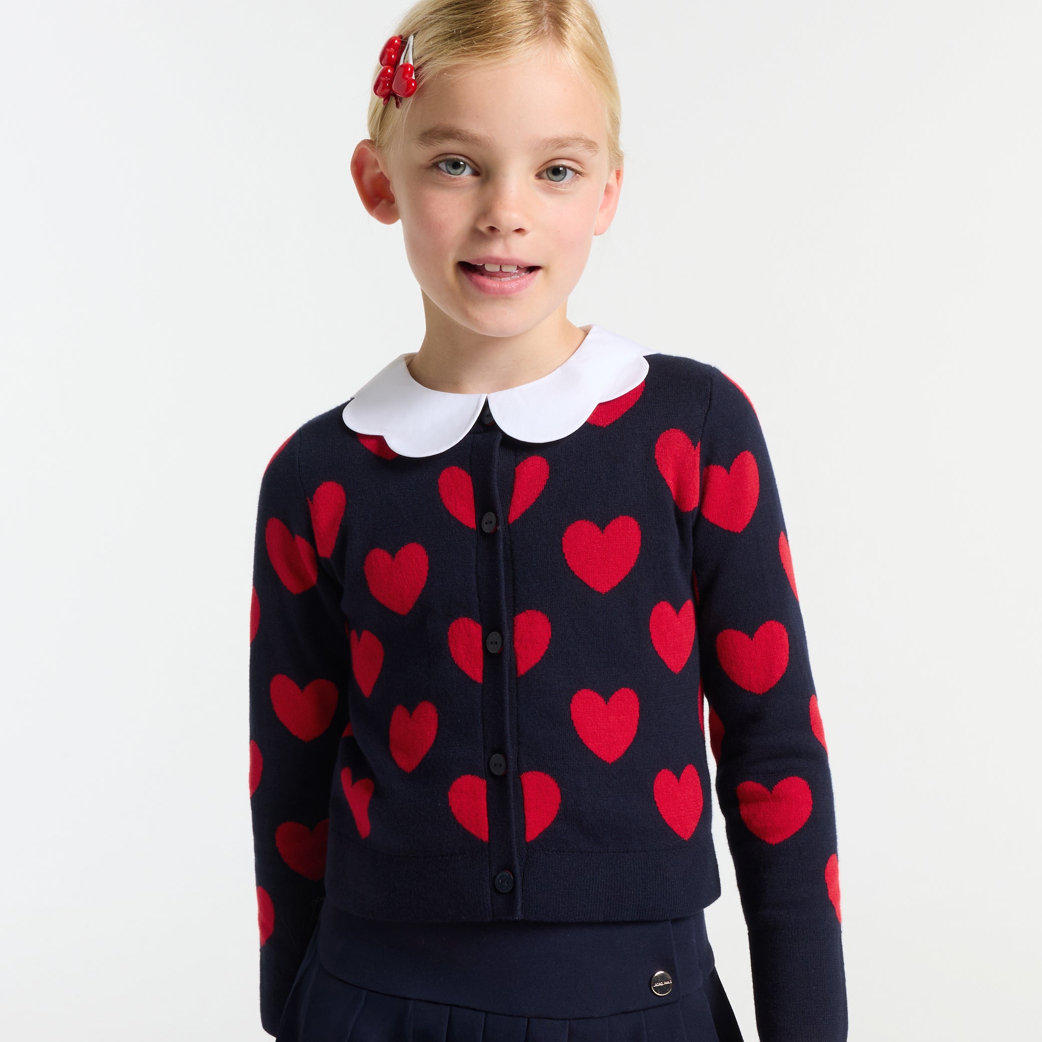 Girl jacquard heart cardigan