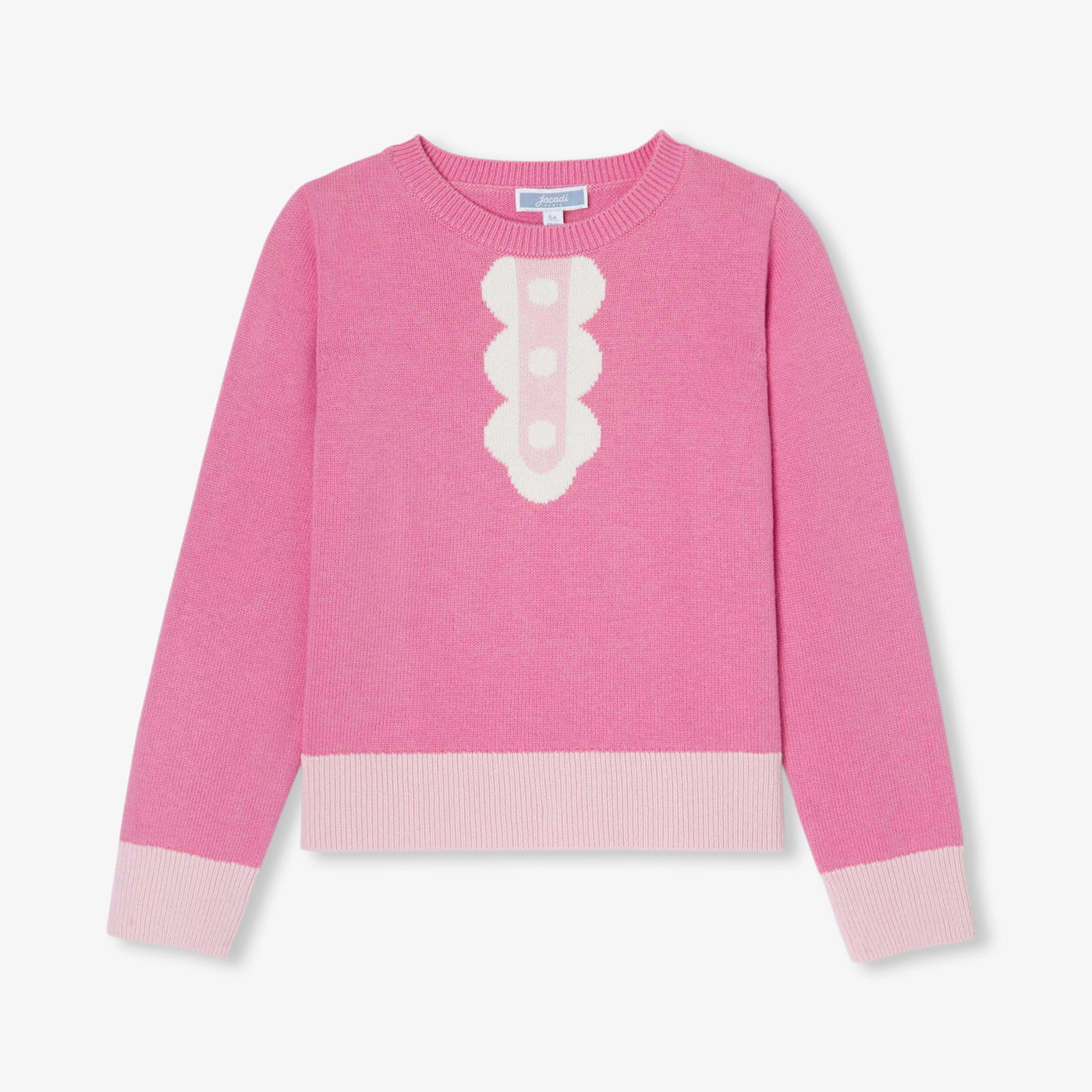 Girl sweater with trompe-l'œil collar