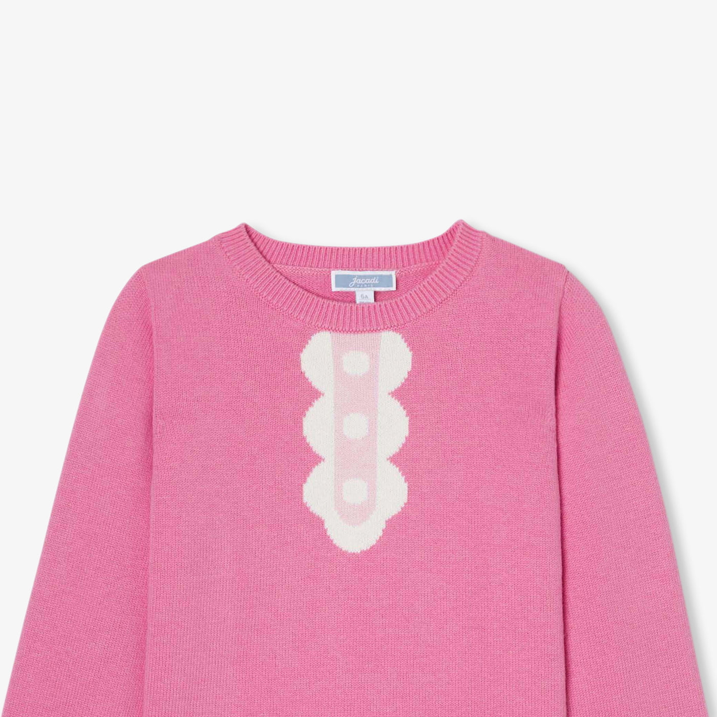 Girl sweater with trompe-l'œil collar