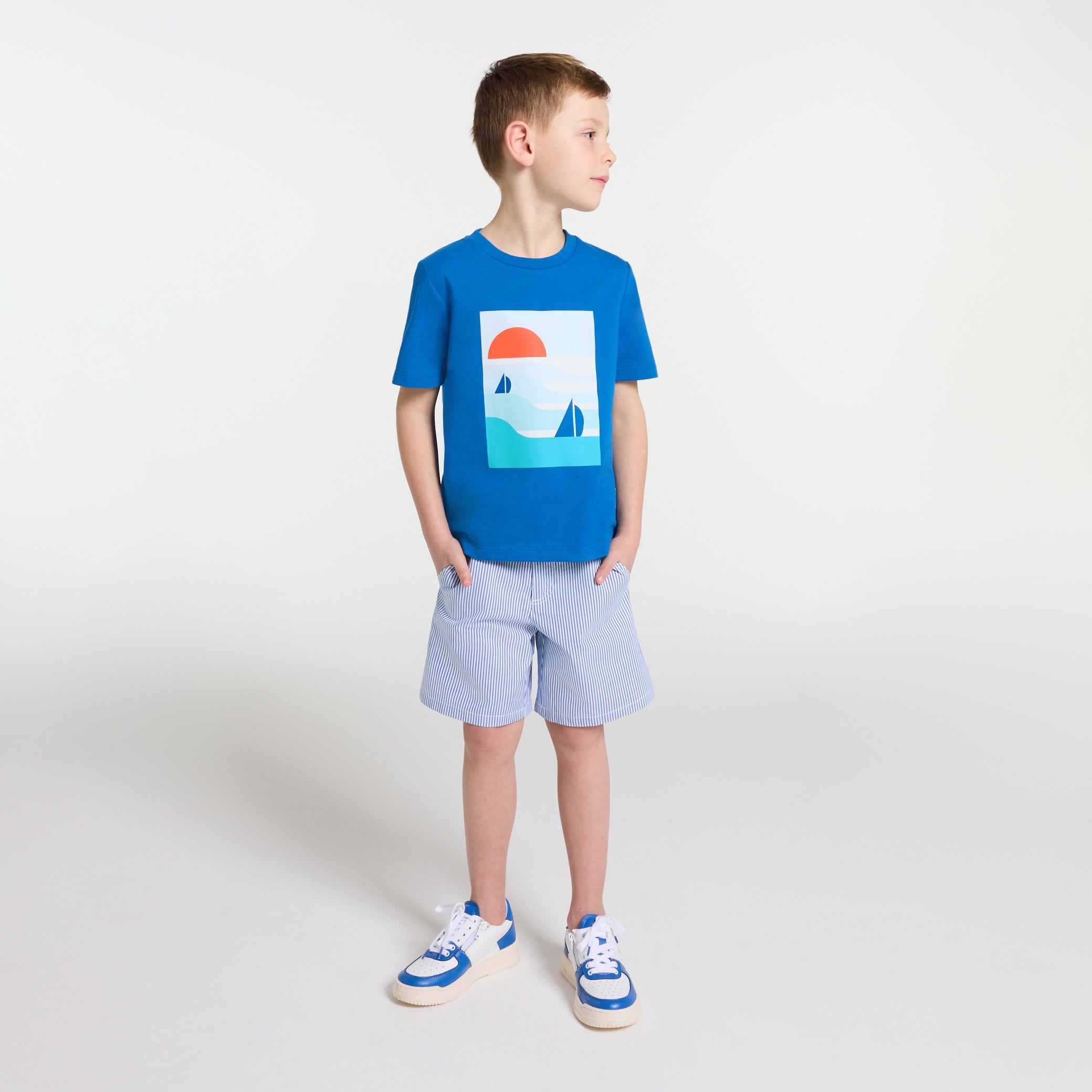 Boy Bermuda shorts in striped twill