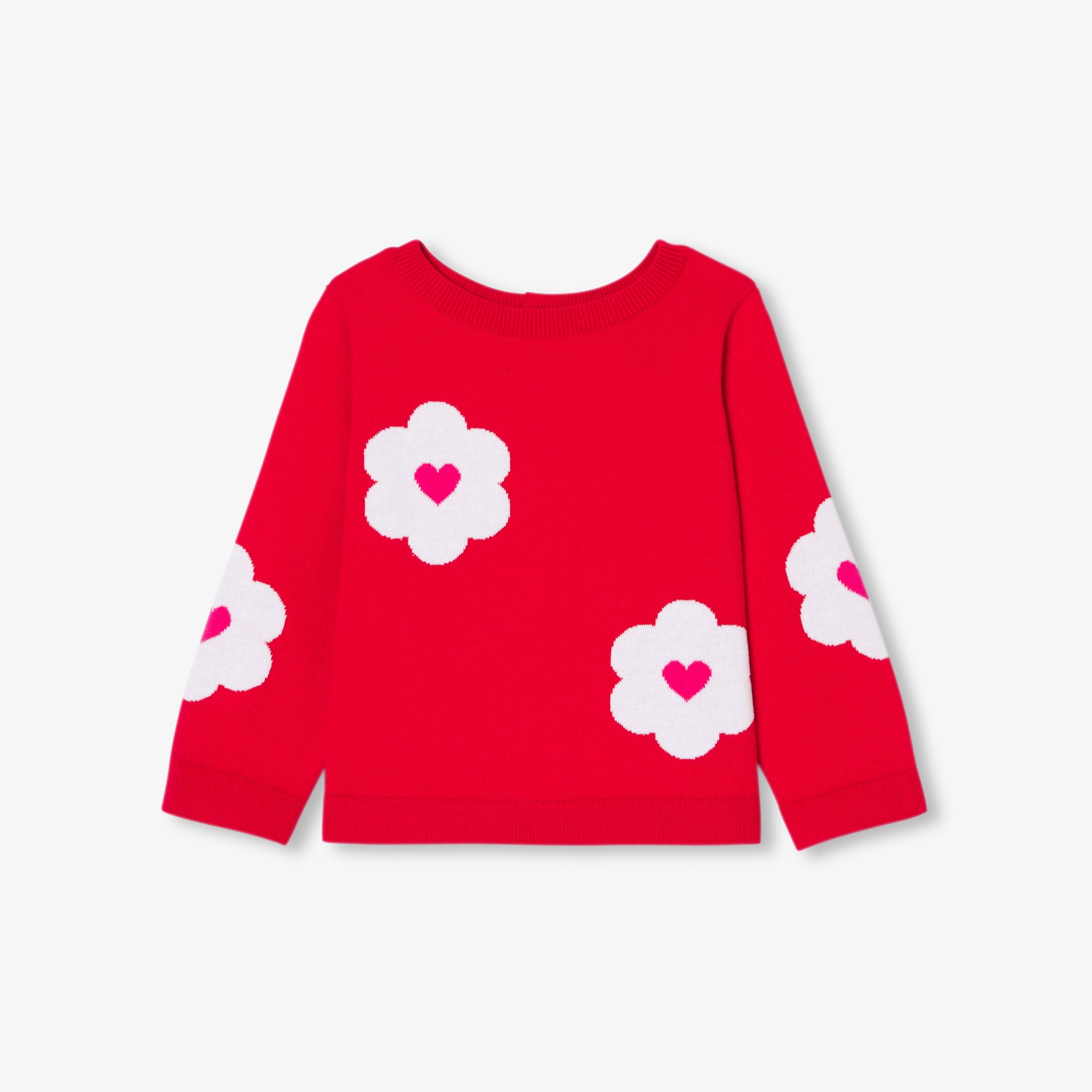 Baby girl cotton jacquard flower sweater