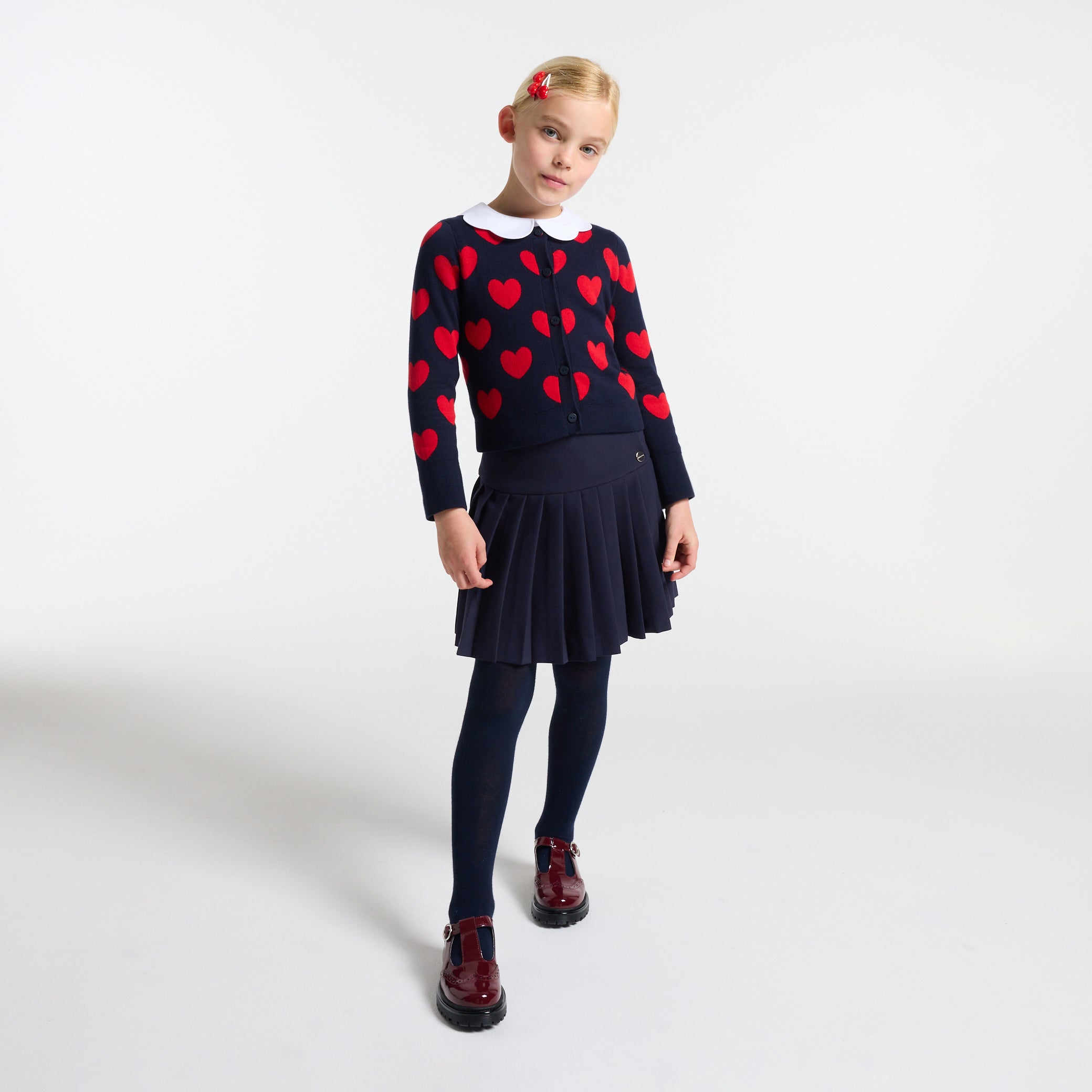 Girl pleated crepe skirt