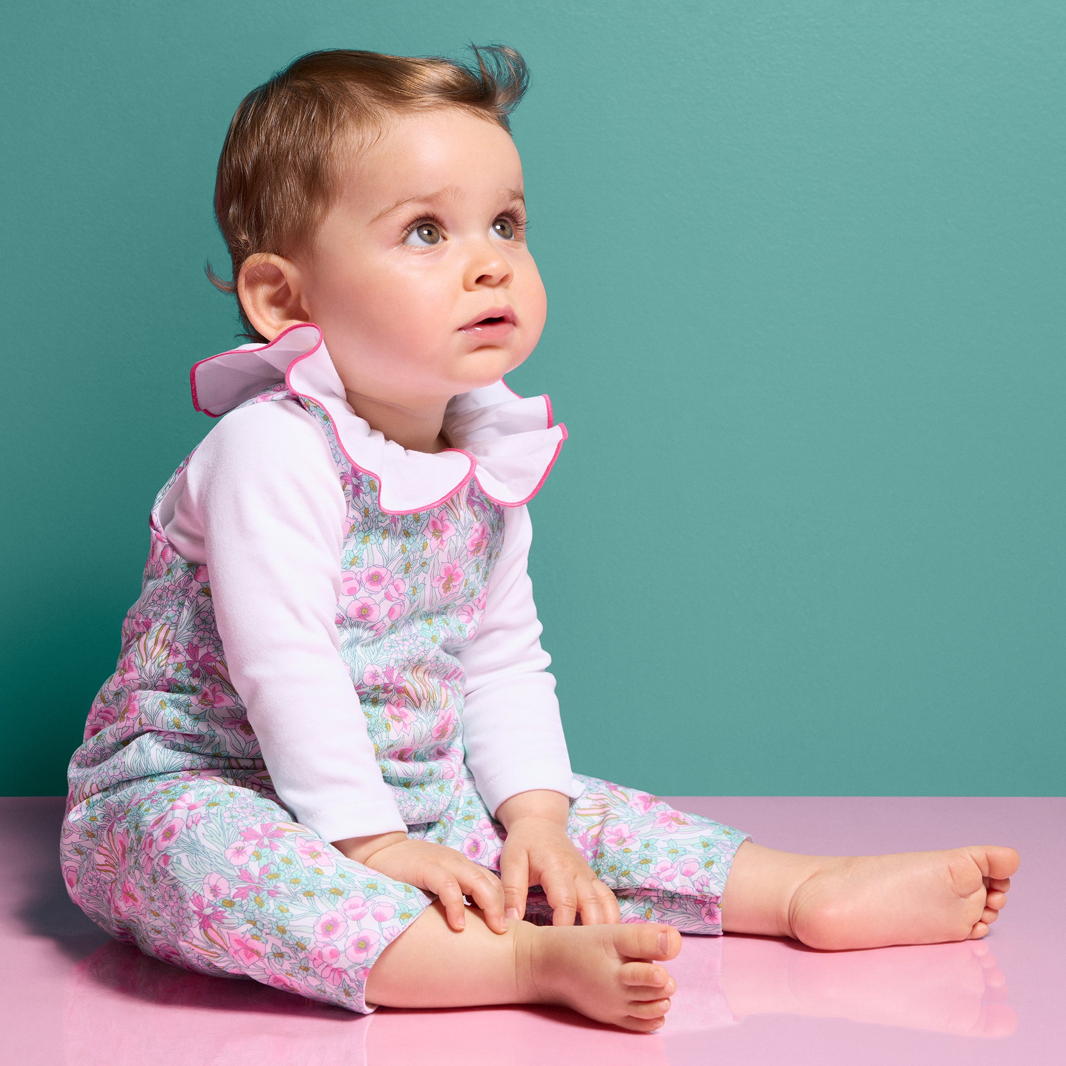 Baby girl jumpsuit in Liberty fabric