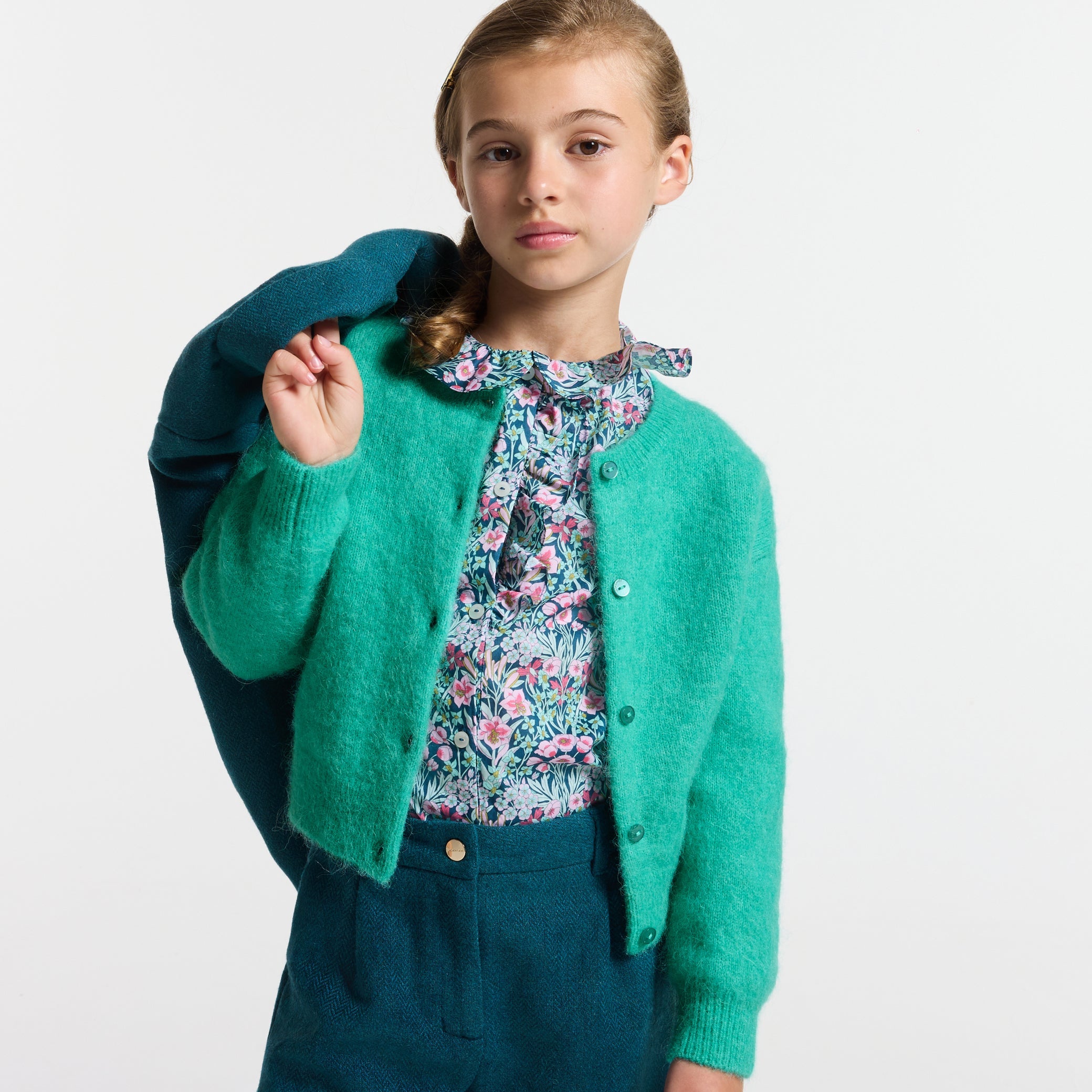 Girl wool and alpaca cardigan