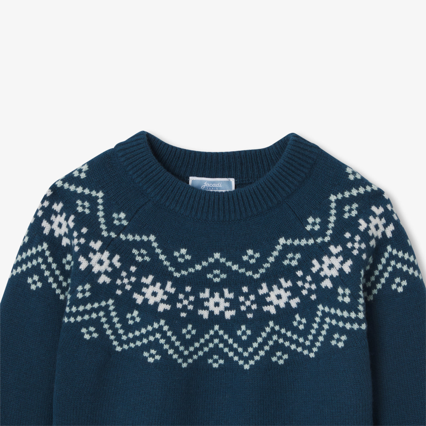 Boy sweater with jacquard collar