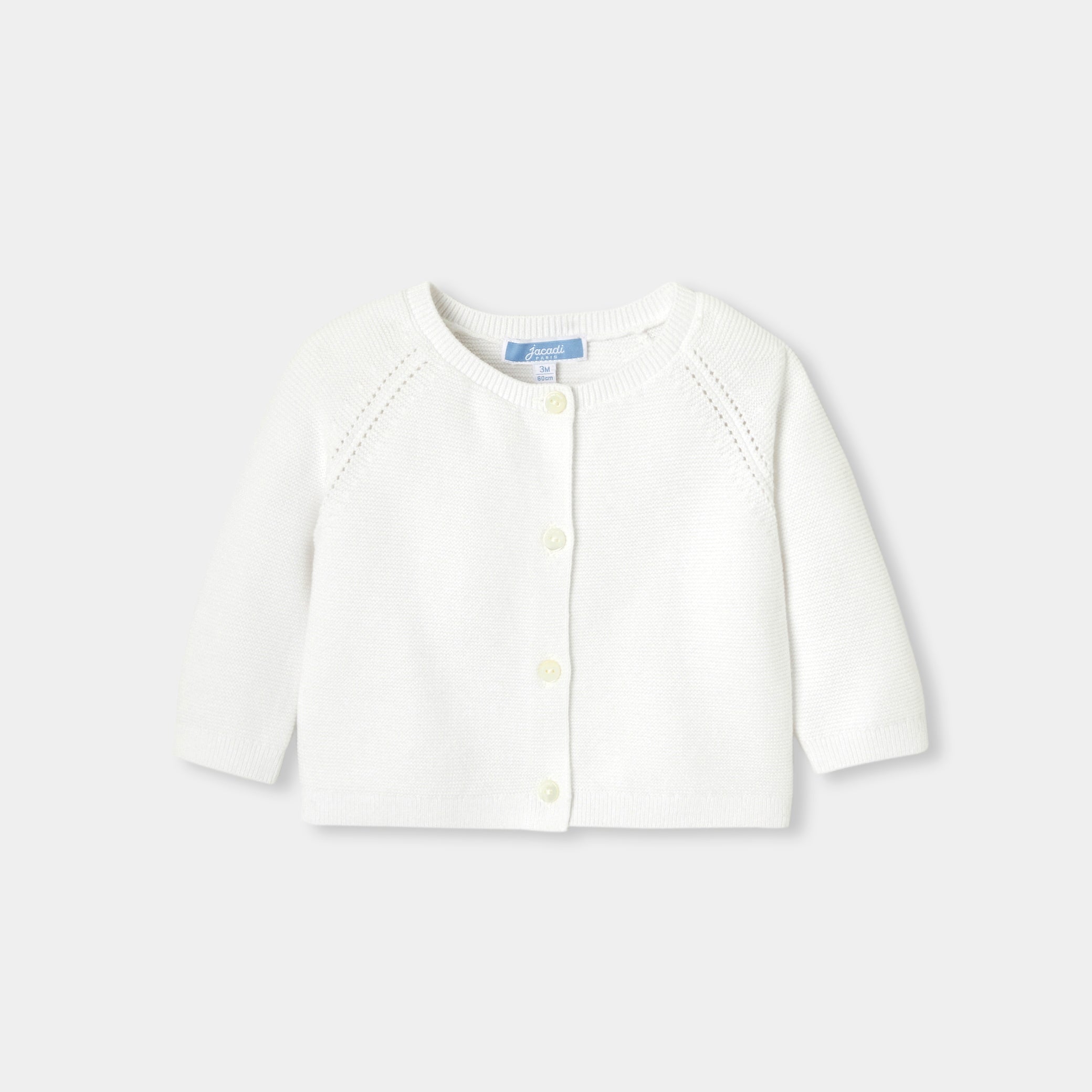 Baby girl cardigan in garter stitch cotton