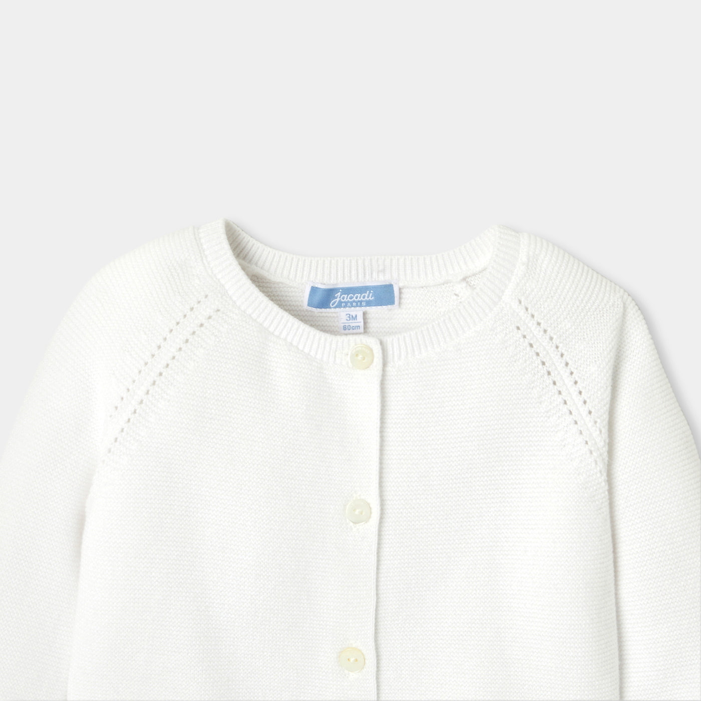 Baby girl cardigan in garter stitch cotton