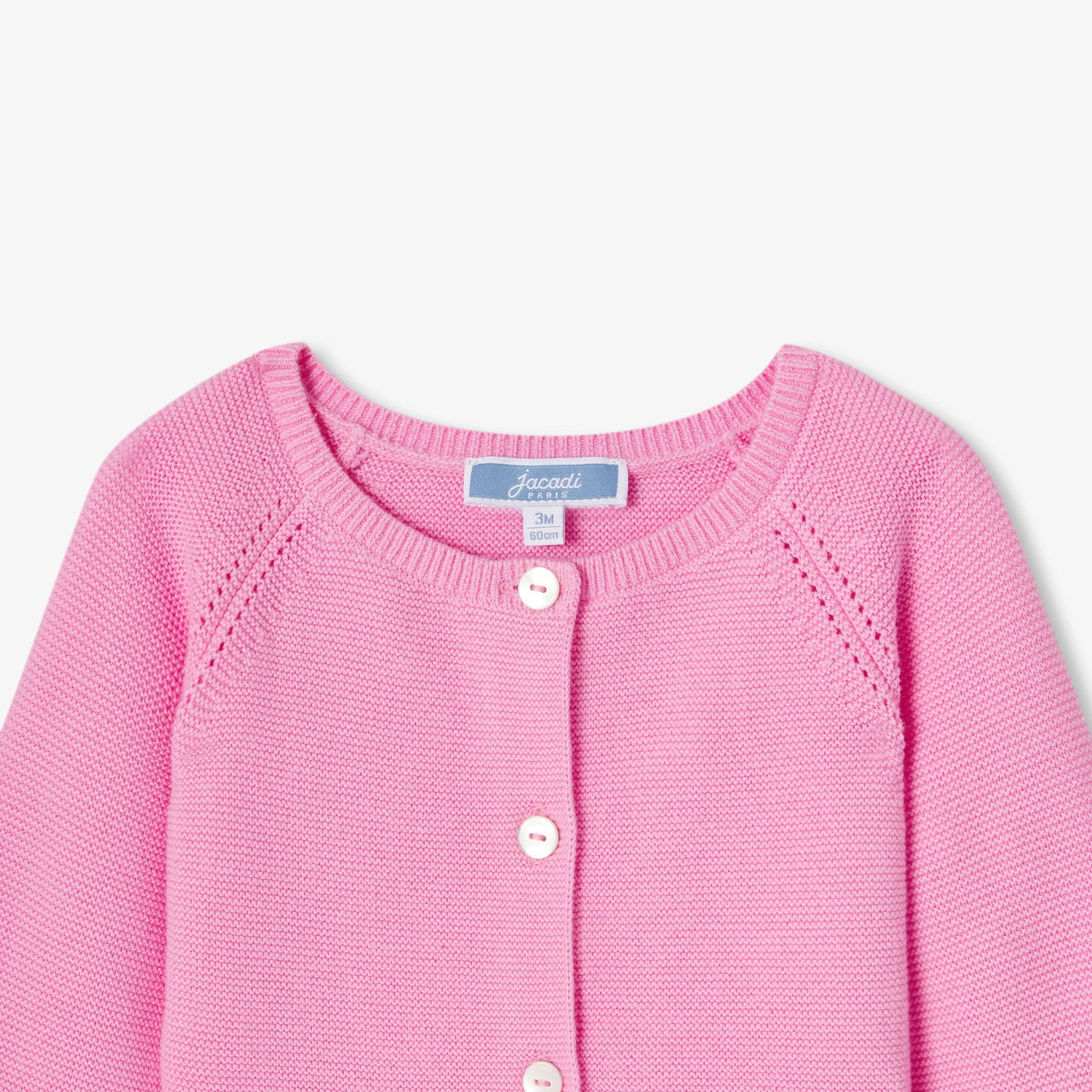 Baby girl cardigan in garter stitch cotton