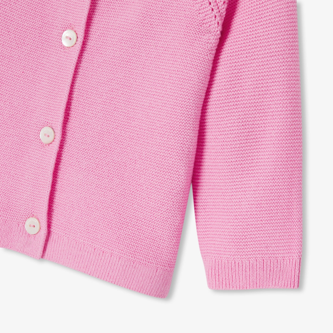 Baby girl cardigan in garter stitch cotton