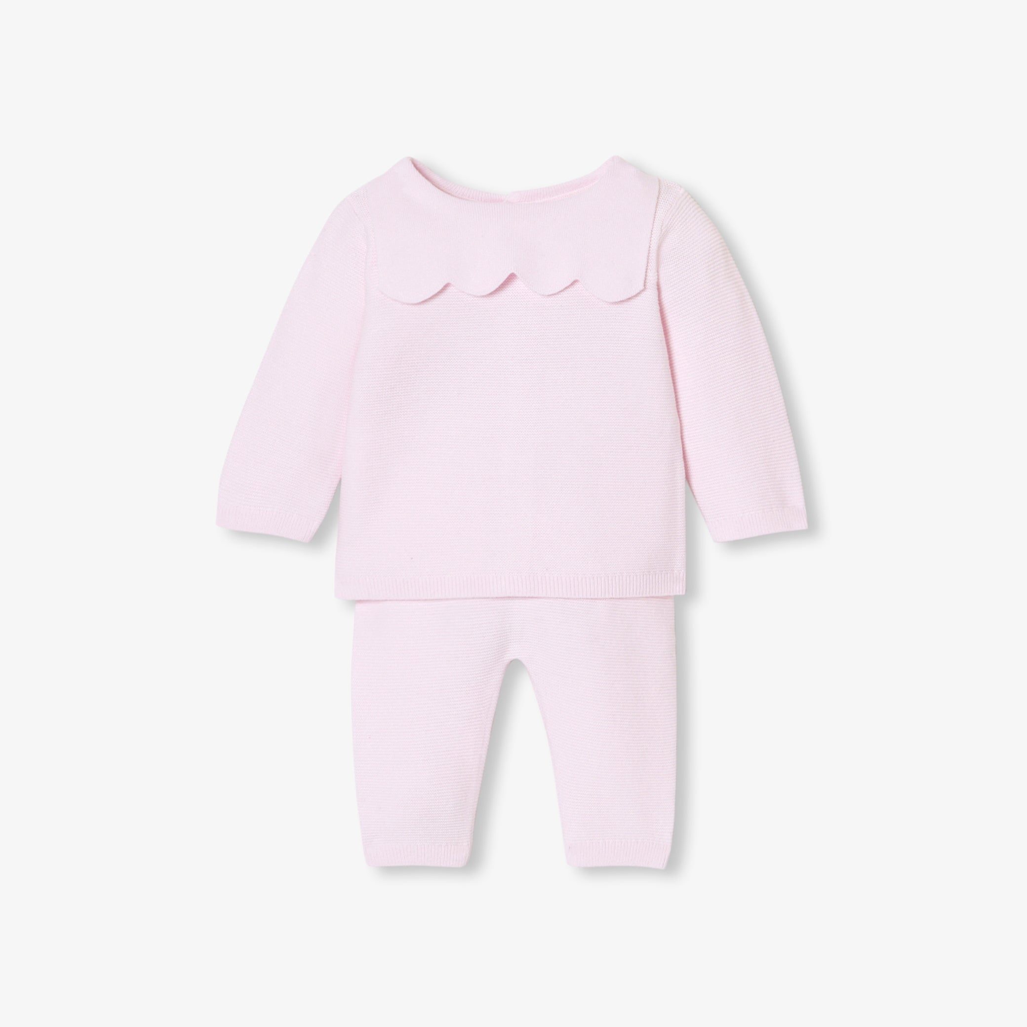 Baby girl set in garter stitch cotton