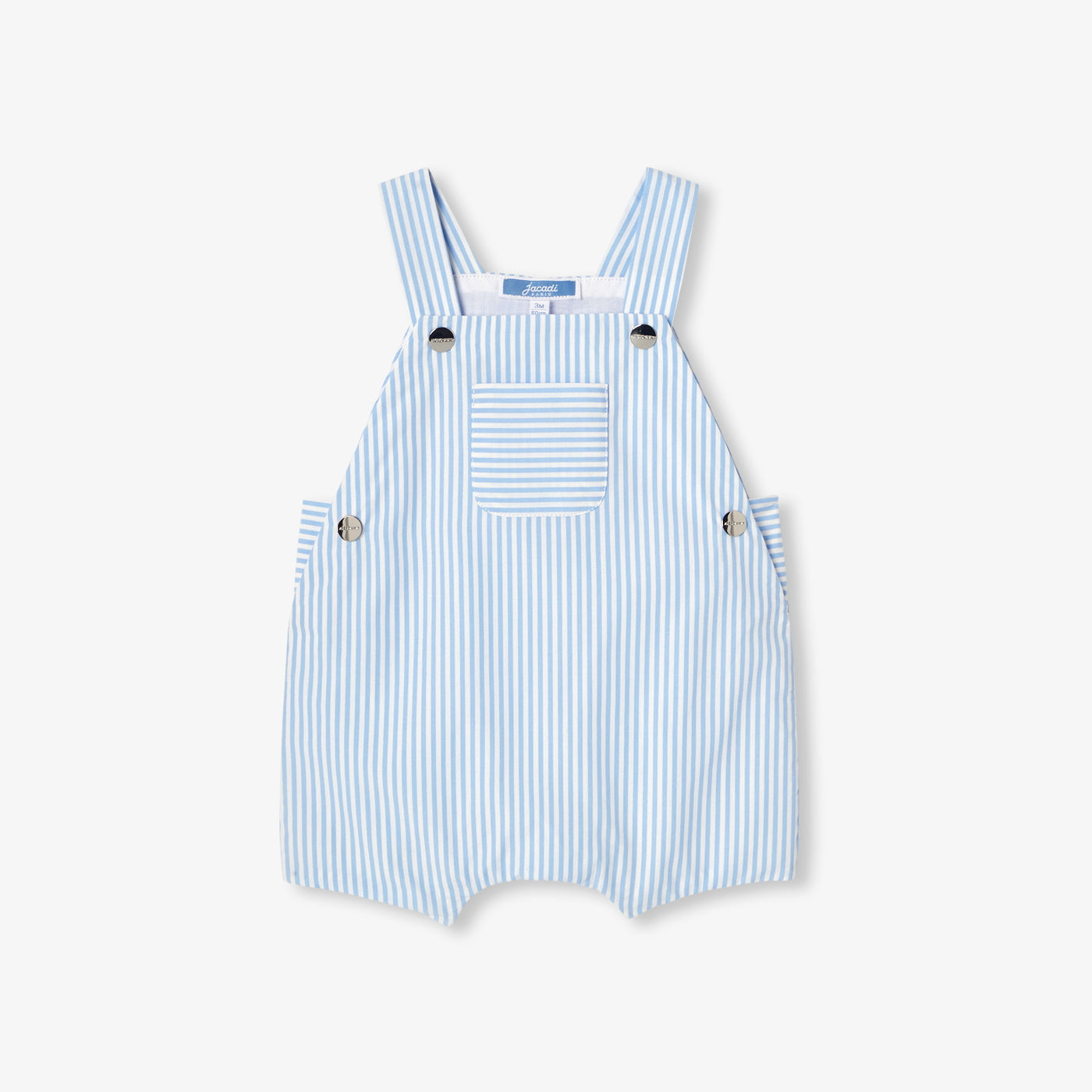 Baby boy short dungarees in striped poplin