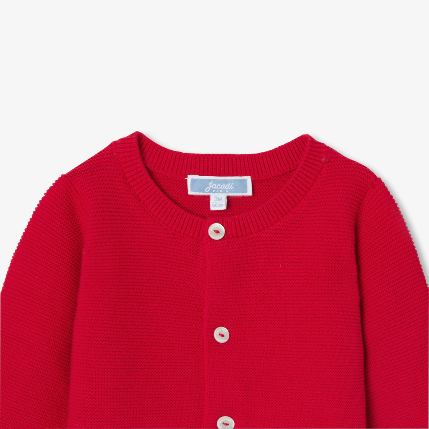 Baby cardigan in garter stitch cotton