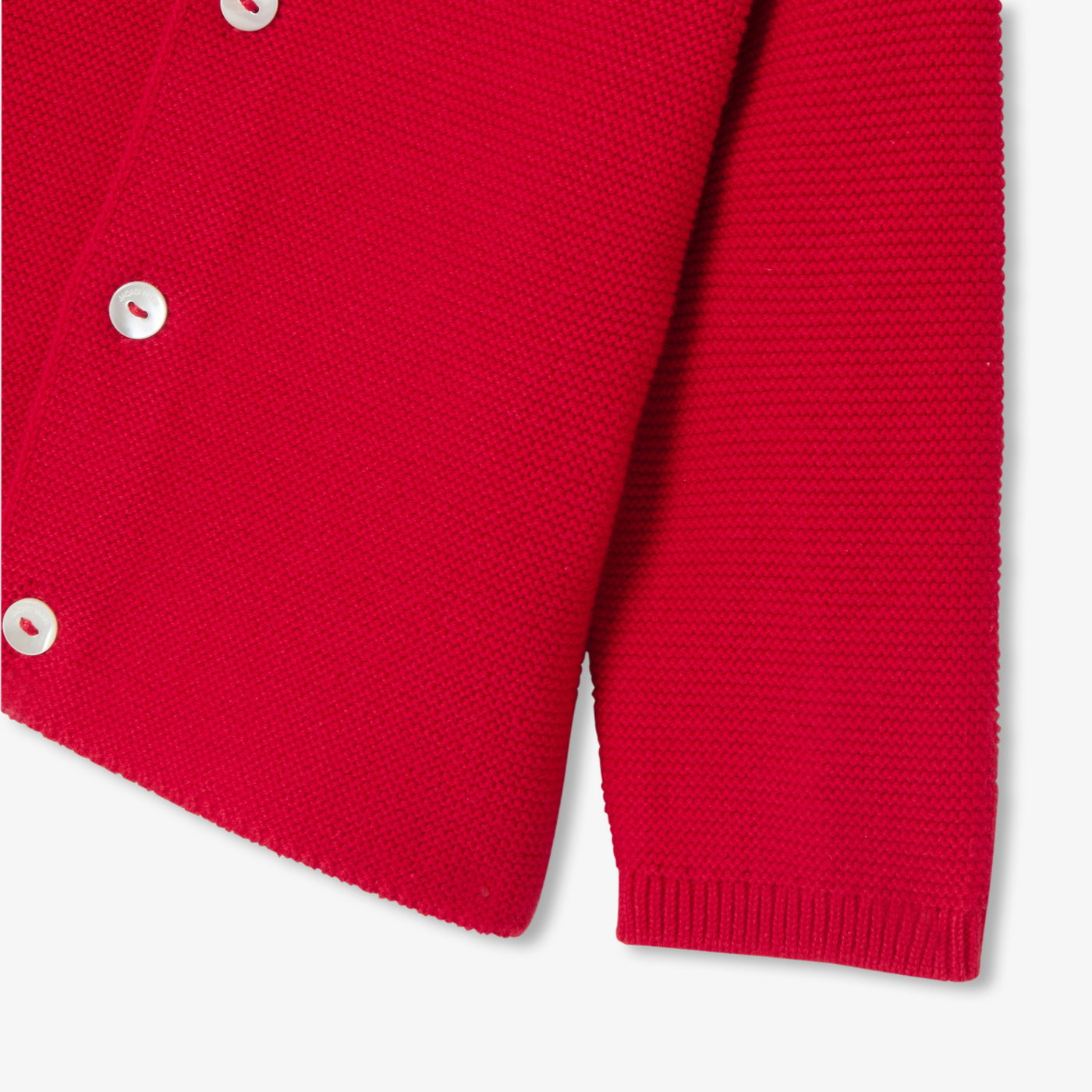 Baby cardigan in garter stitch cotton