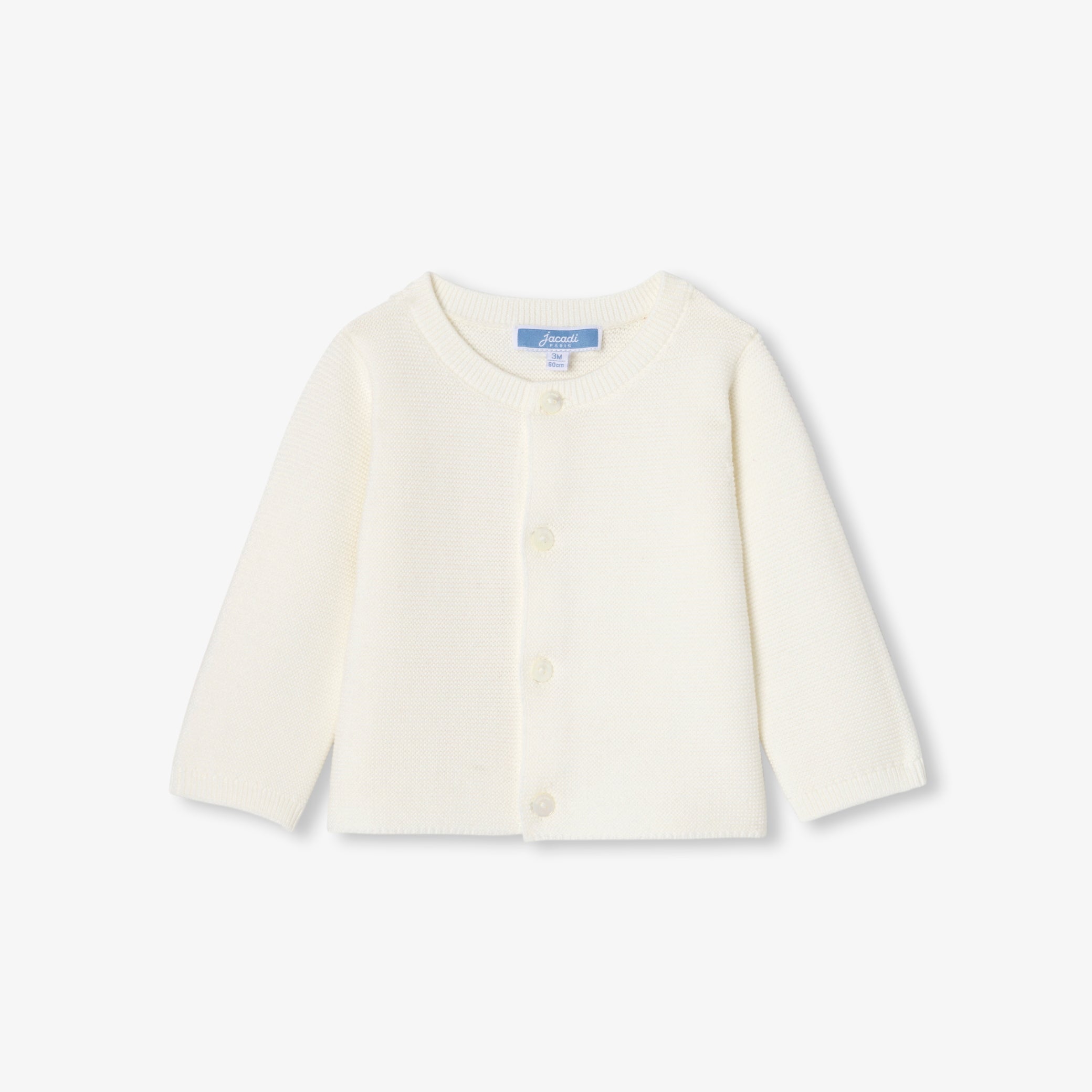 Baby cardigan in garter stitch cotton