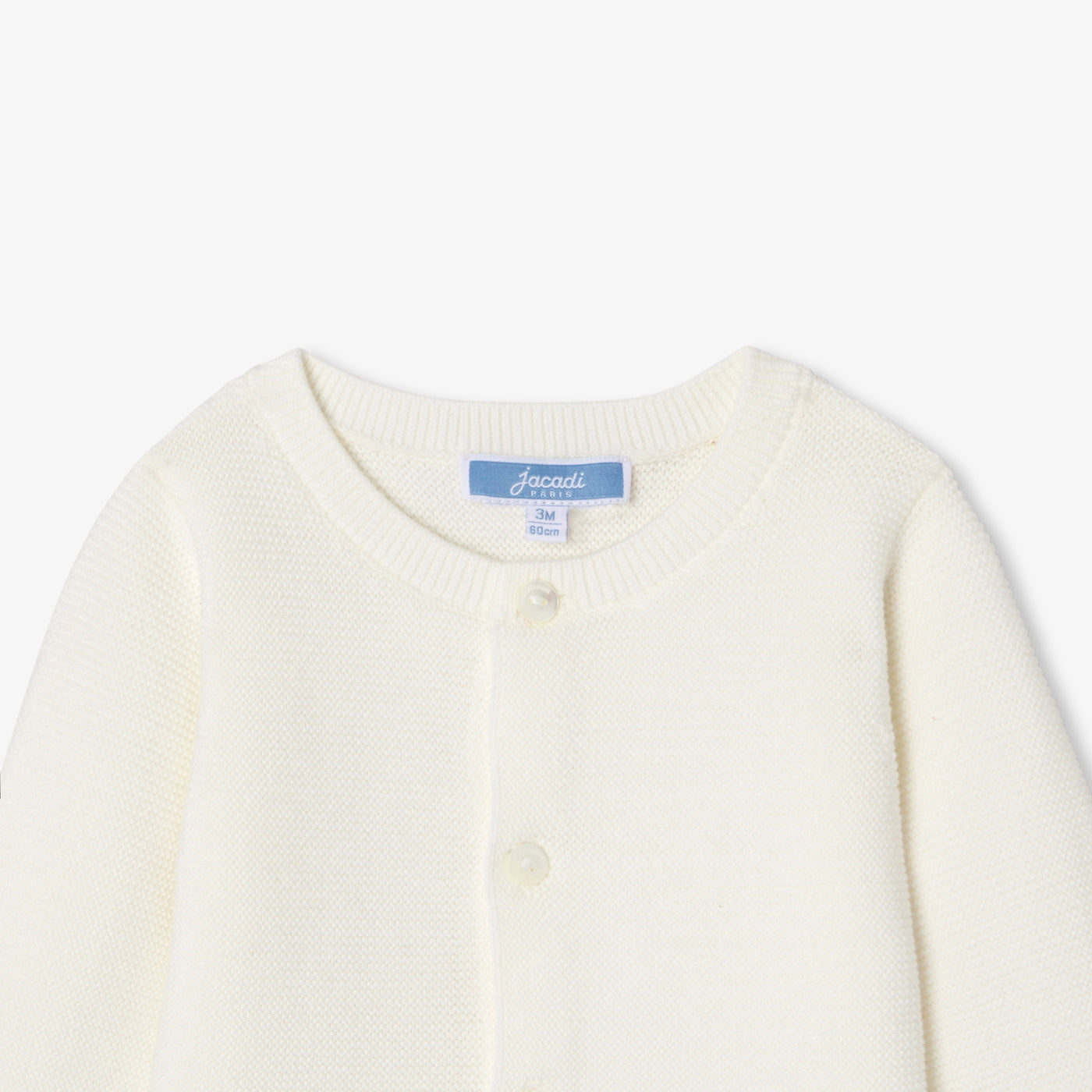 Baby cardigan in garter stitch cotton