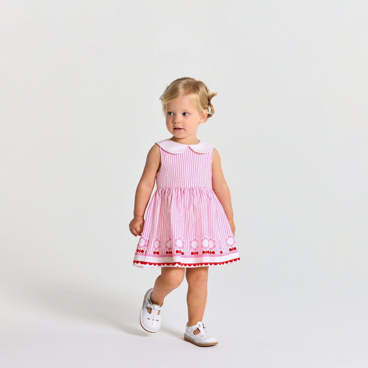 Baby girl sleeveless dress in poplin