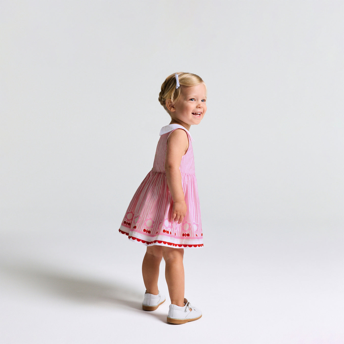 Baby girl sleeveless dress in poplin