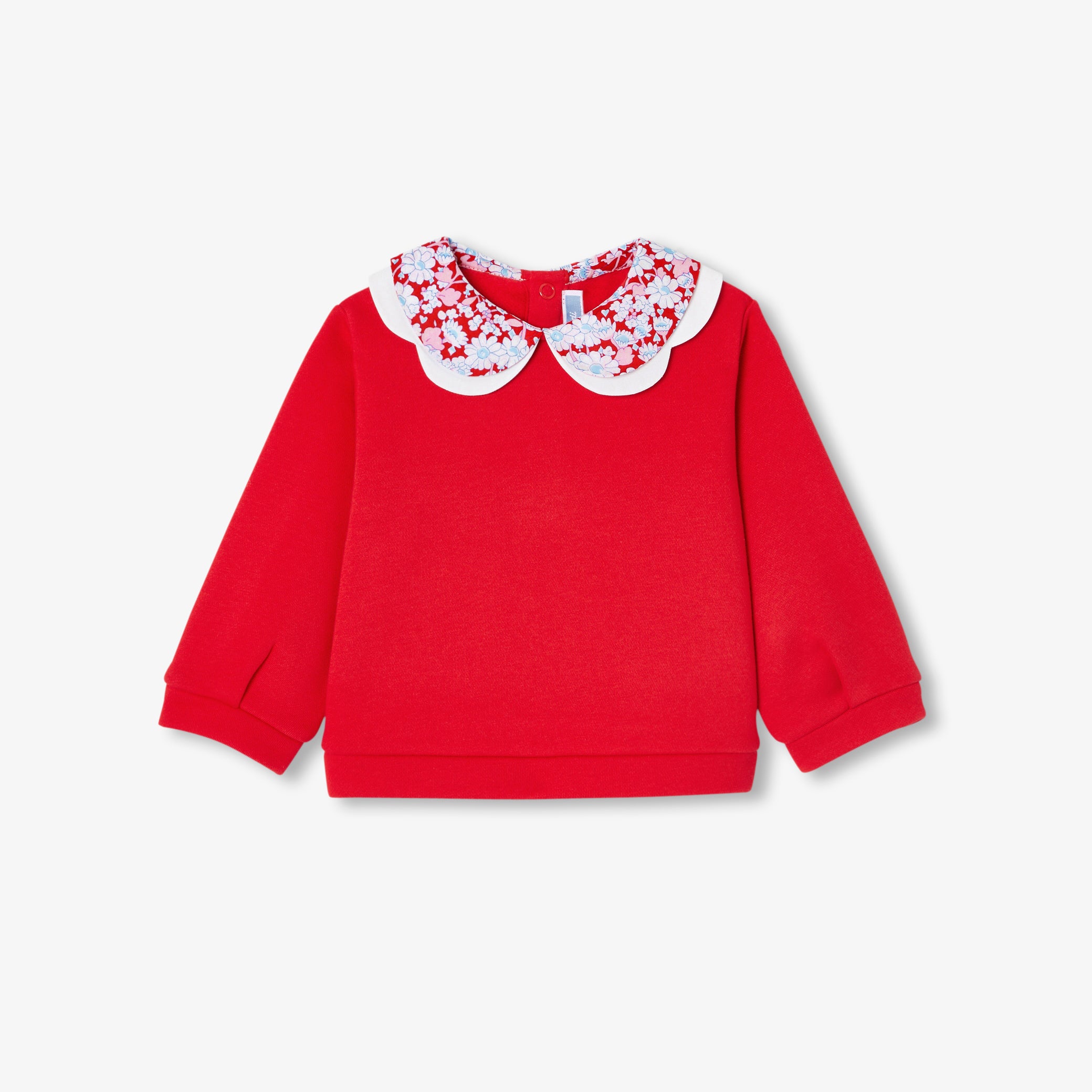 Baby girl sweatshirt with Liberty fabric collar