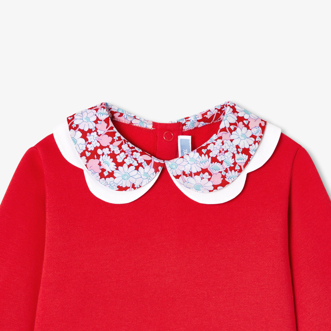 Baby girl sweatshirt with Liberty fabric collar