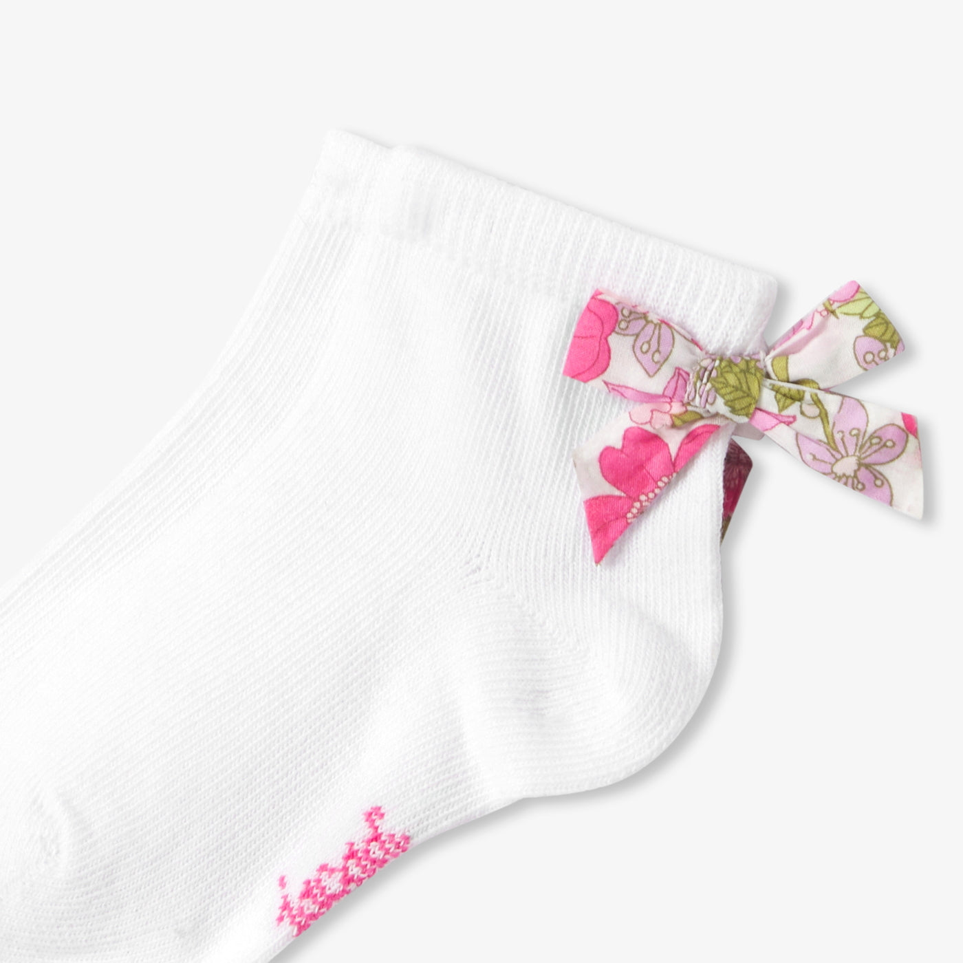 Baby girl socks with Liberty fabric bow