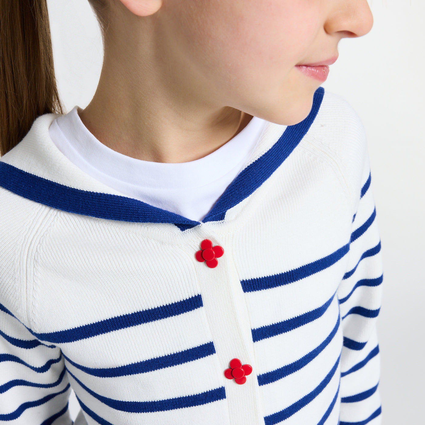 Girl cardigan with a sailor collar