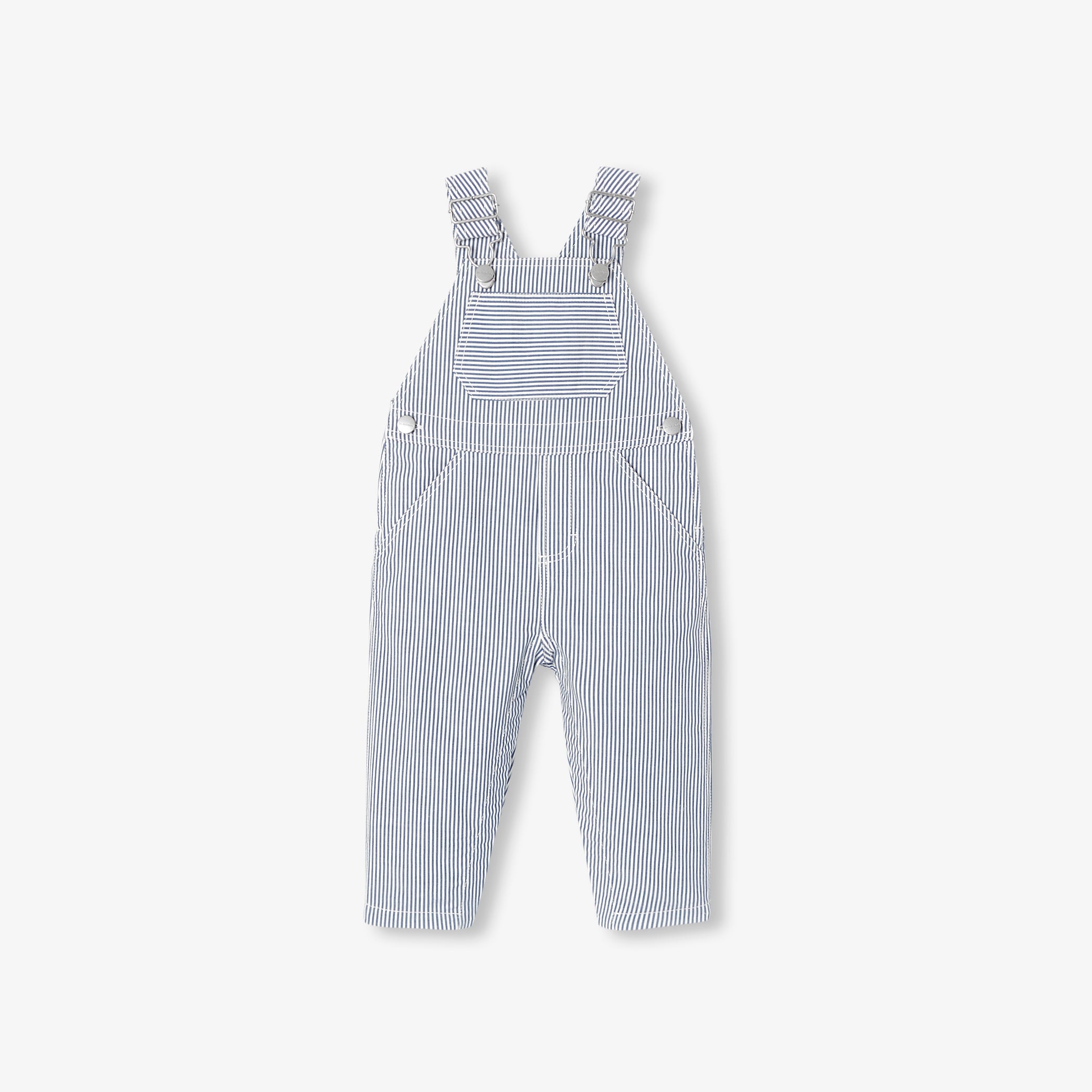 Baby dungarees in striped twill
