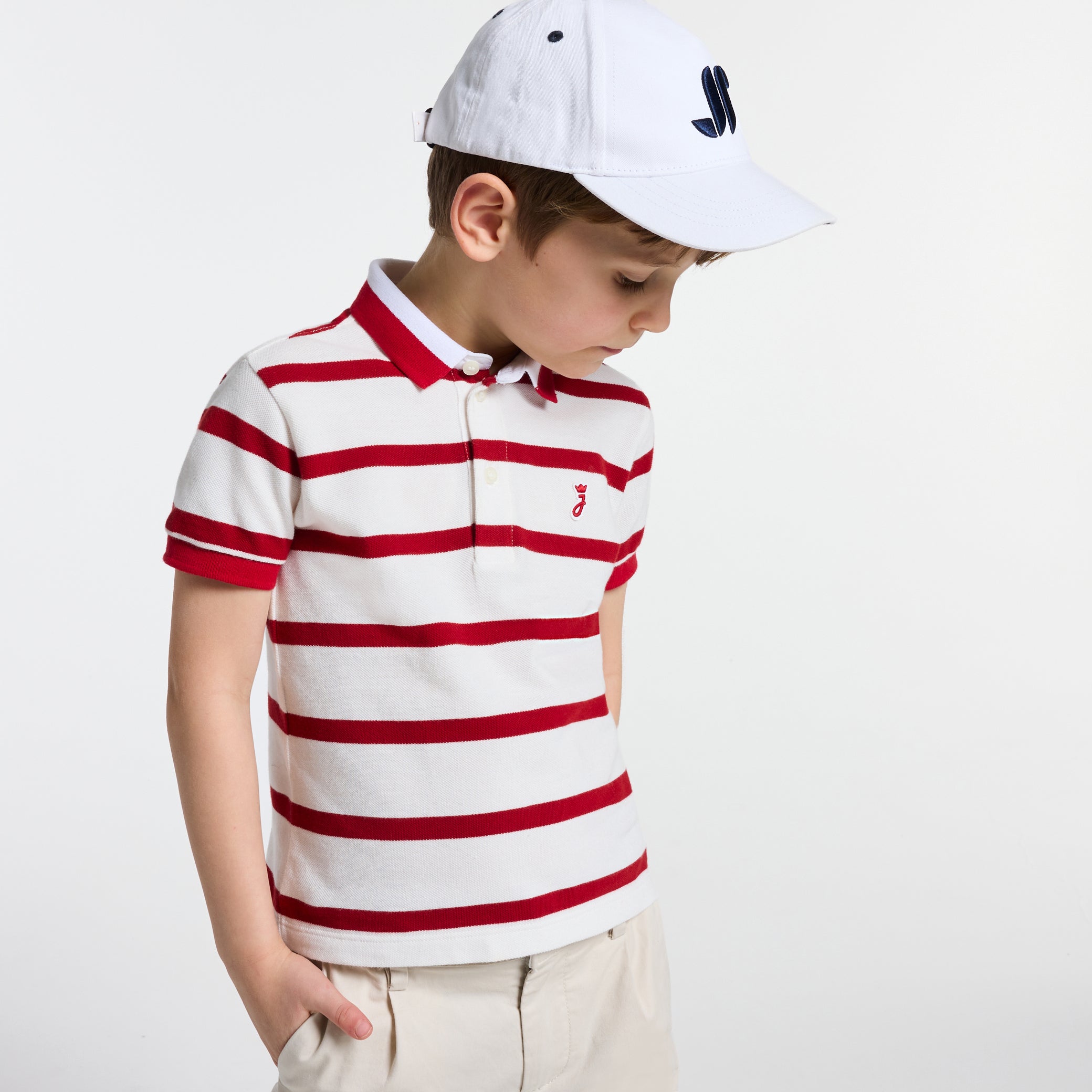 Boy striped cotton piqué polo shirt