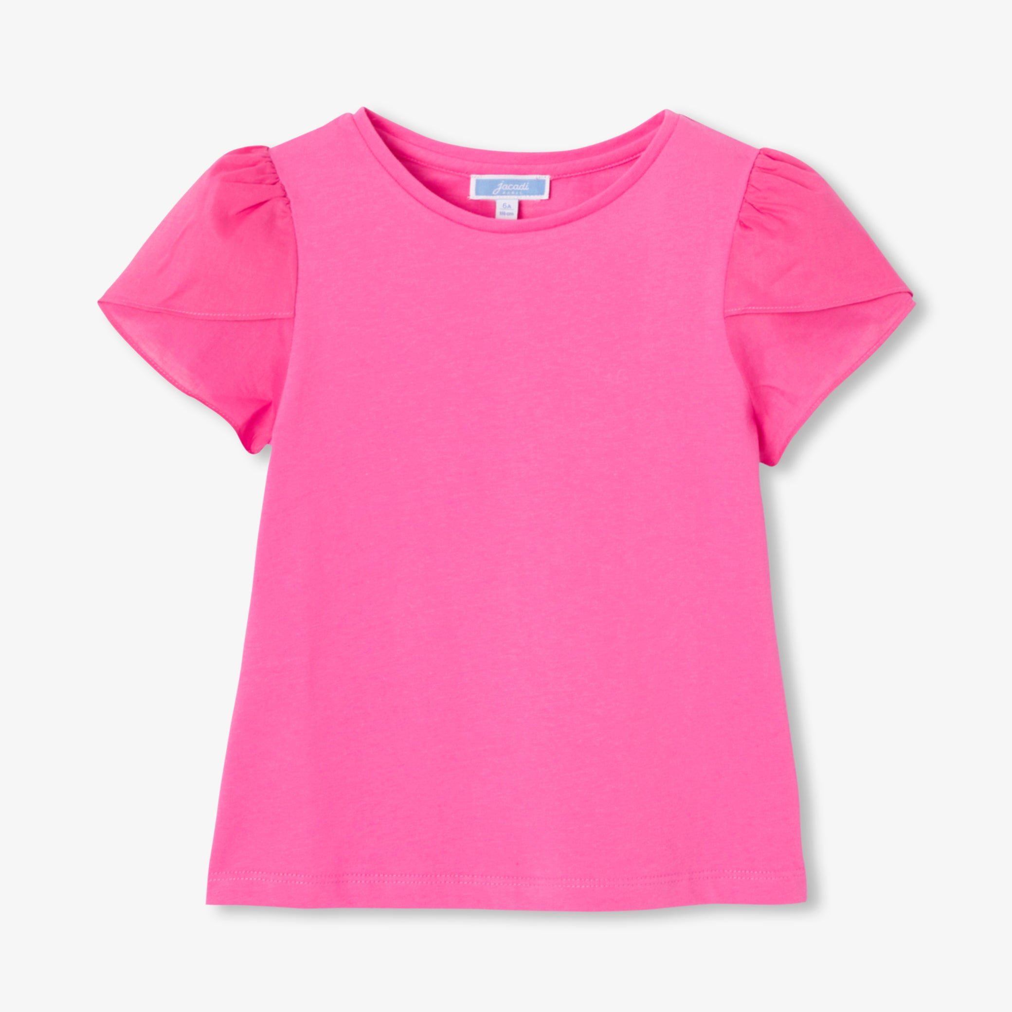 Girl cotton T-shirt with short tulip sleeves