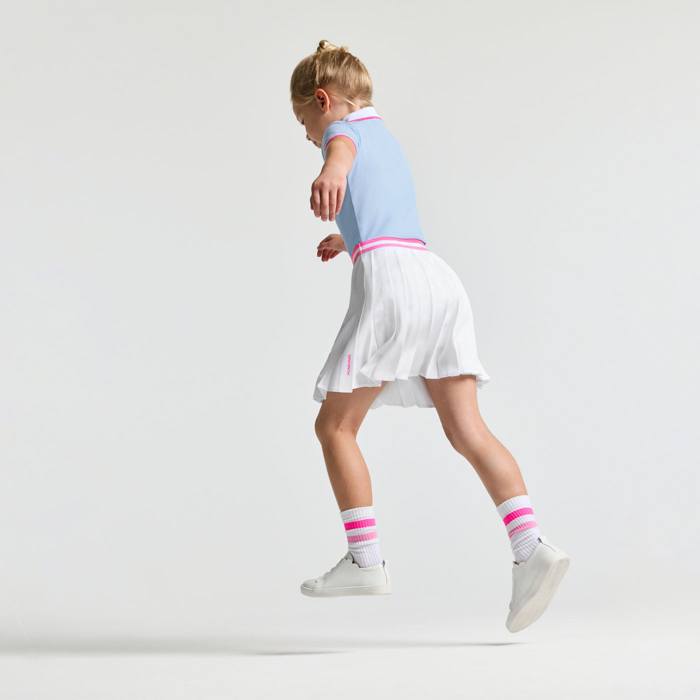 Girl piqué knit pleated skirt