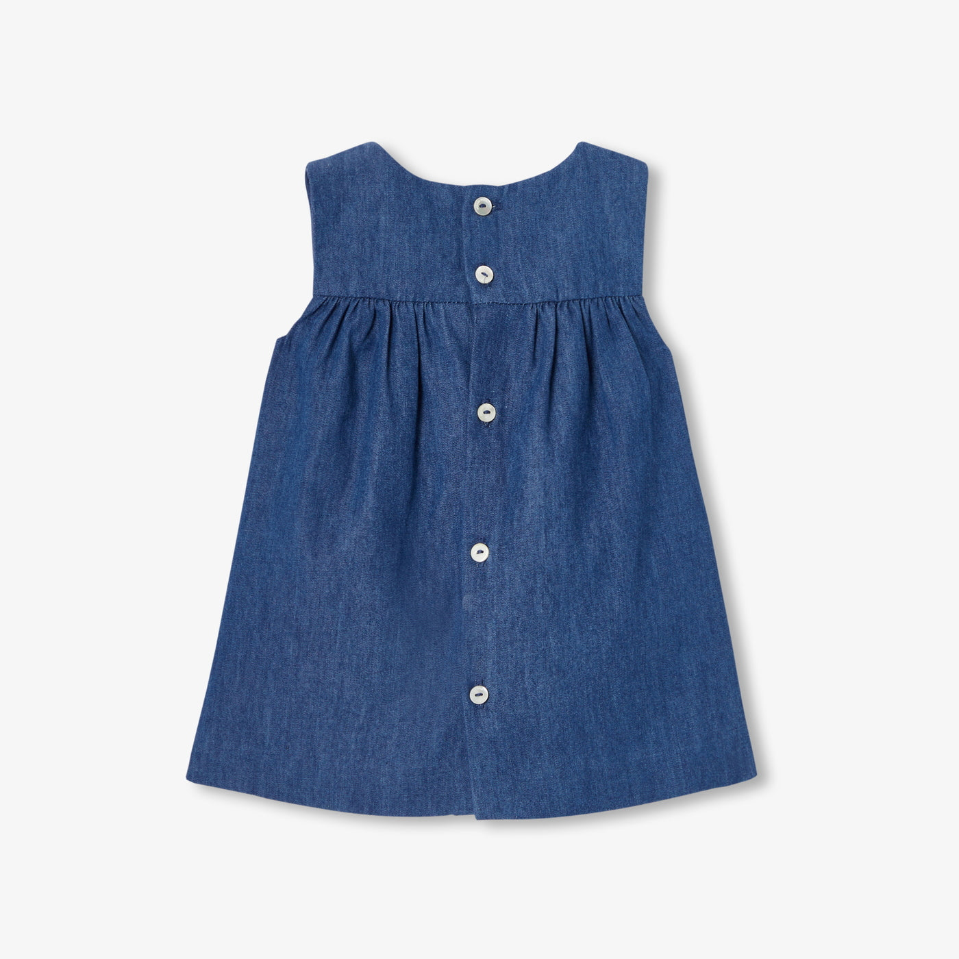 Baby girl pinafore dress in lightweight denim