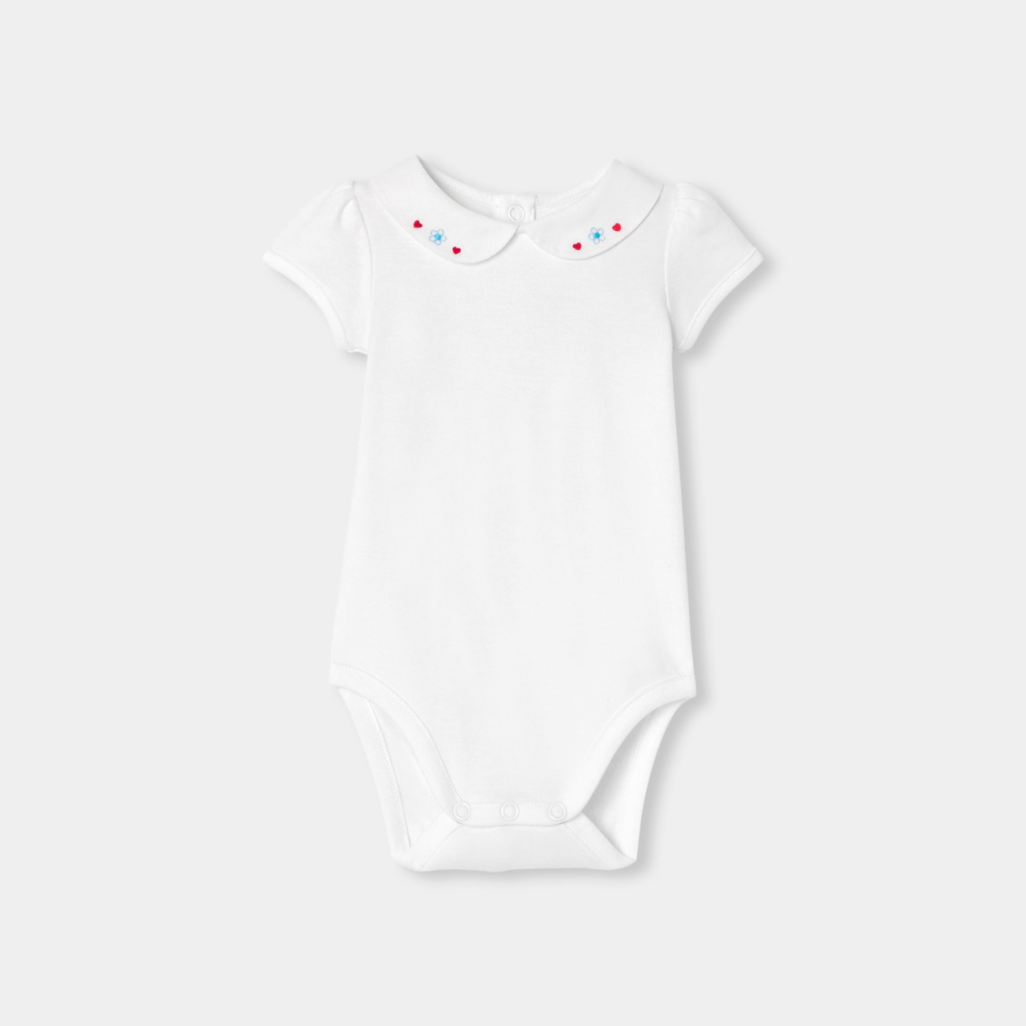 Baby girl short-sleeved interlock cotton bodysuit