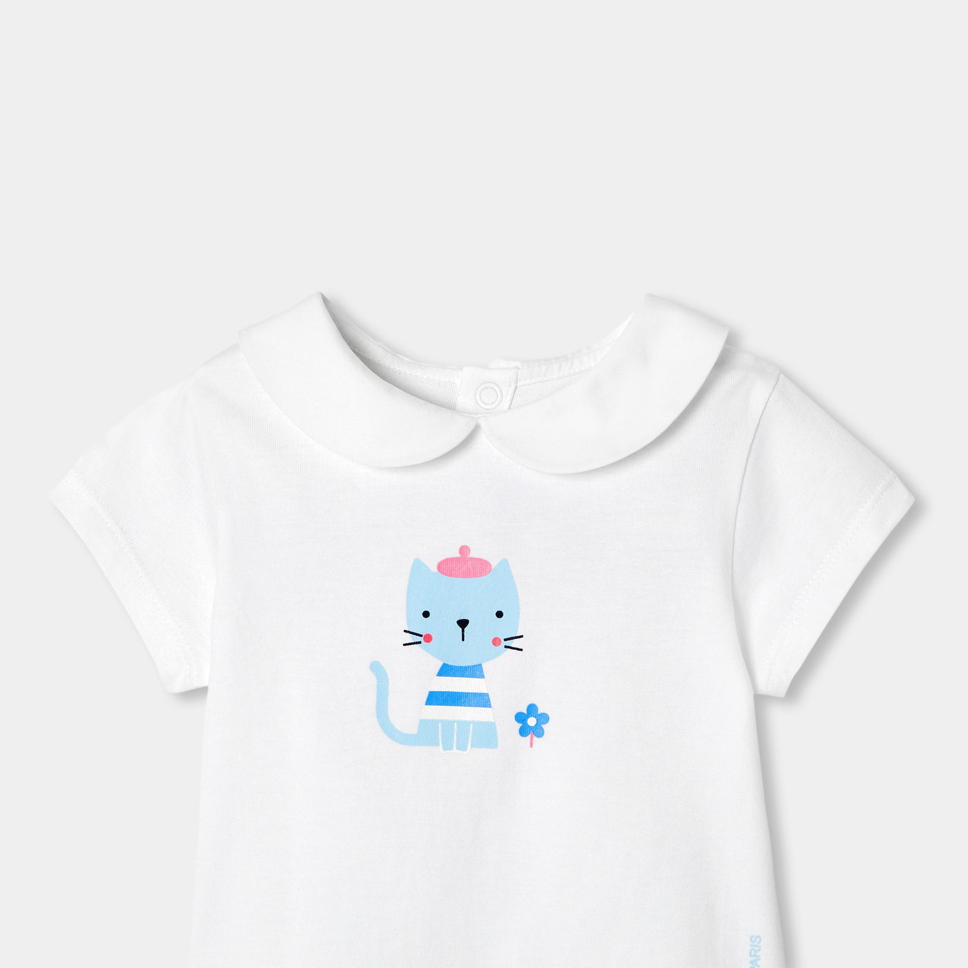 Baby girl cotton T-shirt with Peter Pan collar