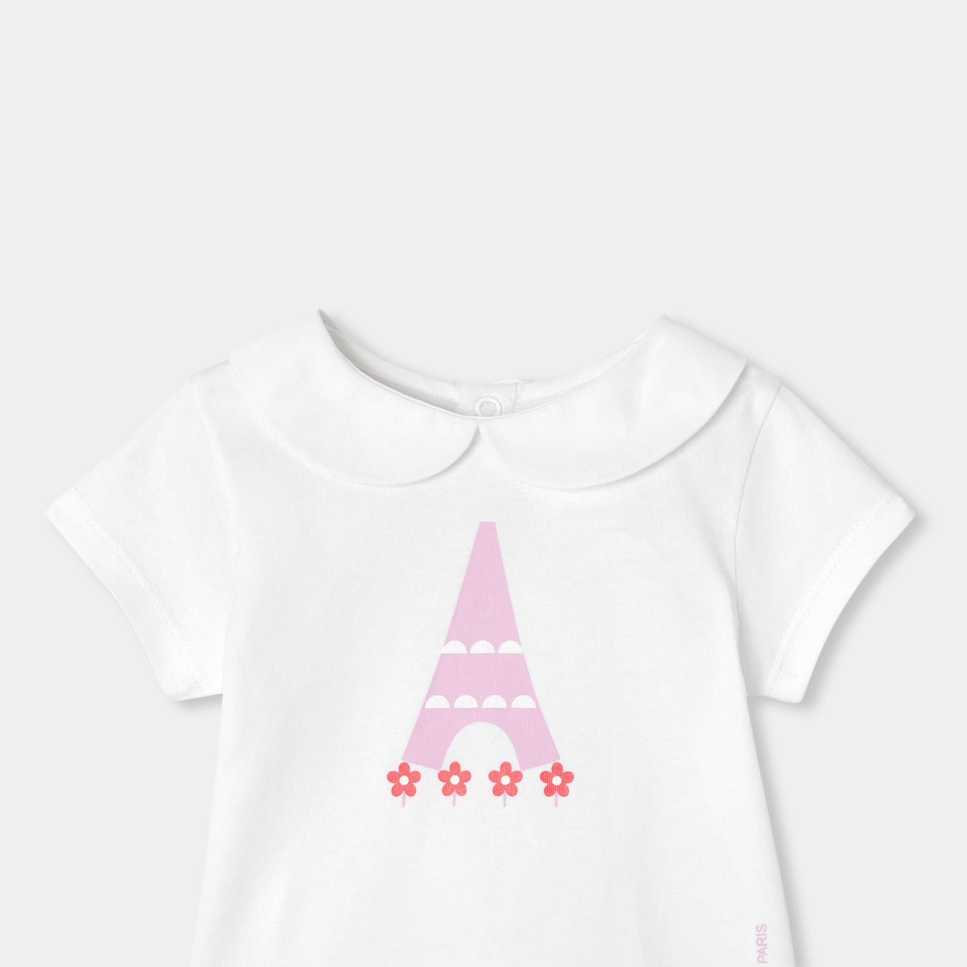 Baby girl cotton T-shirt with Peter Pan collar