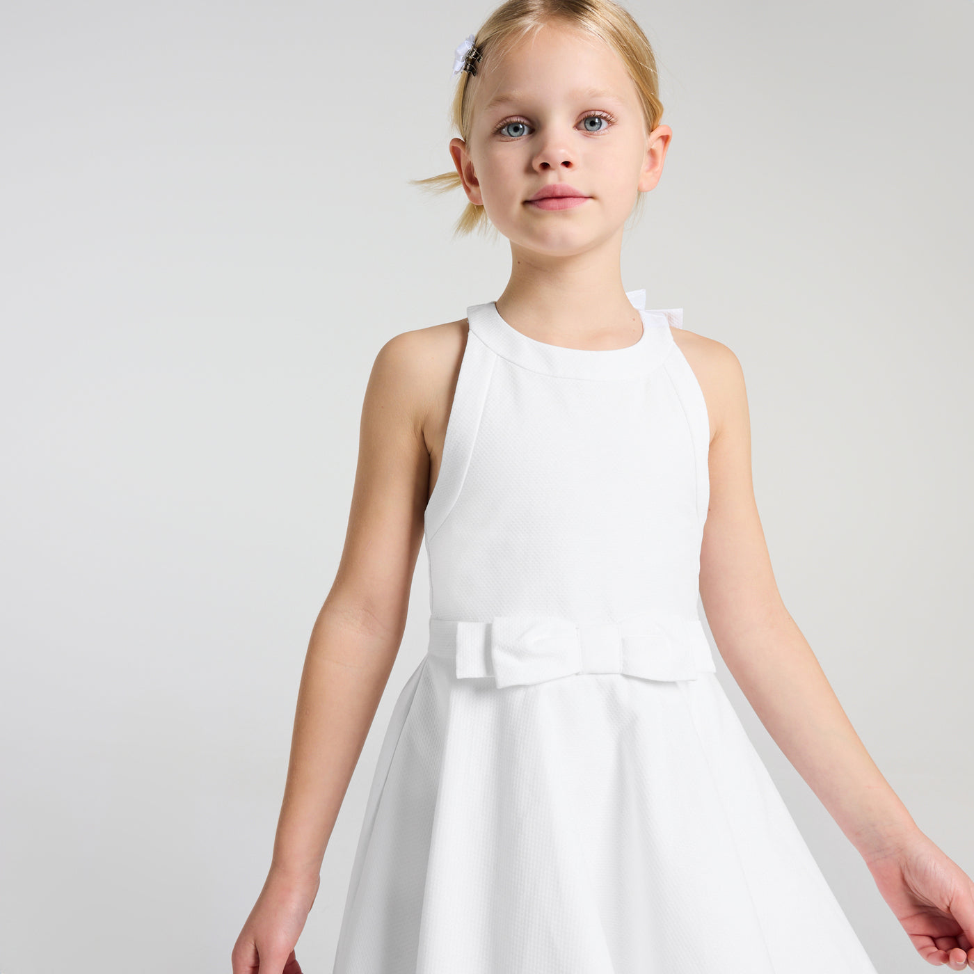 Girl ceremony dress in honeycomb cotton