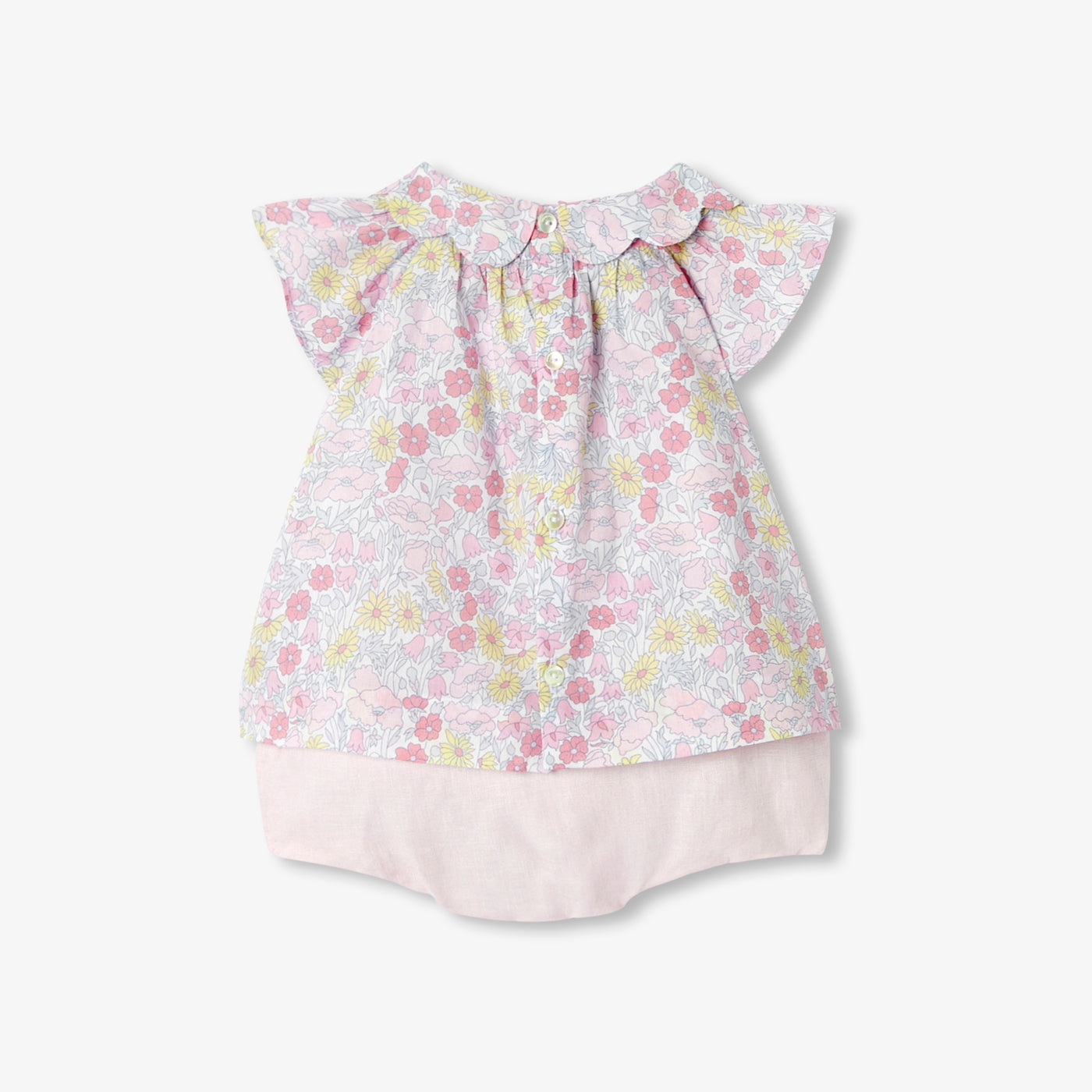 Baby girl ensemble in Liberty fabric and linen