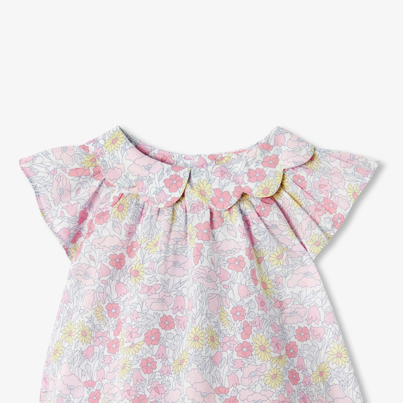 Baby girl ensemble in Liberty fabric and linen