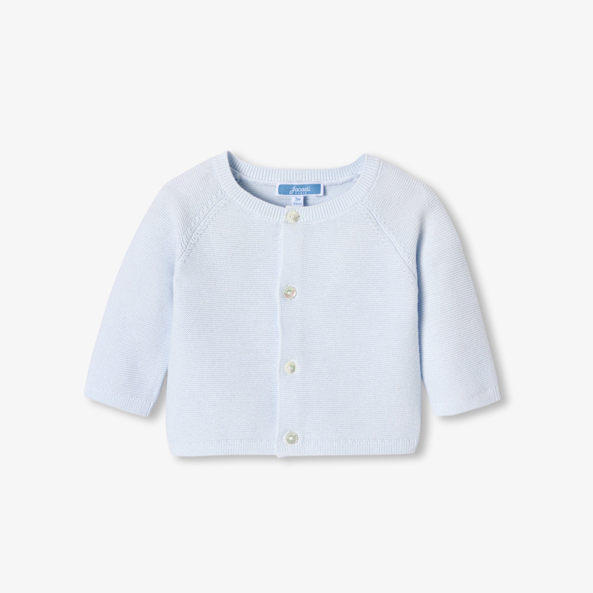 Baby cardigan in garter stitch cotton