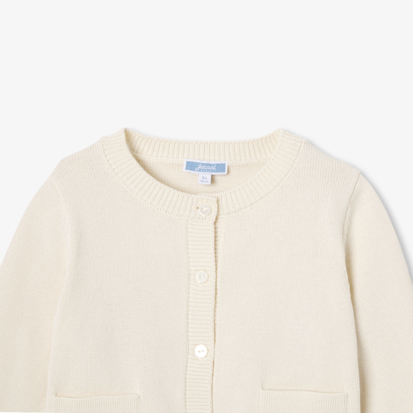 Girl cotton jersey cardigan - creme