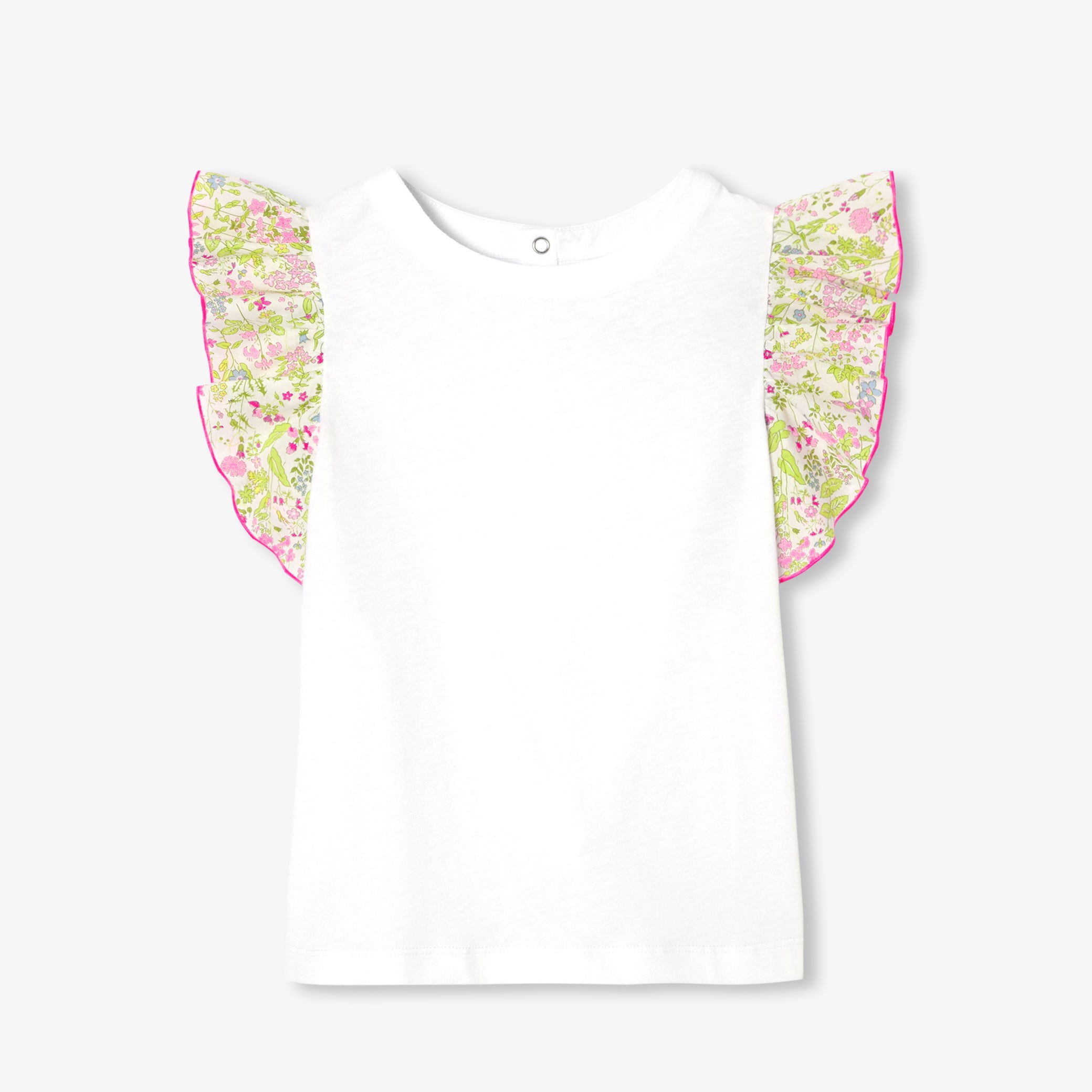 Girl T-shirt with Liberty fabric sleeves