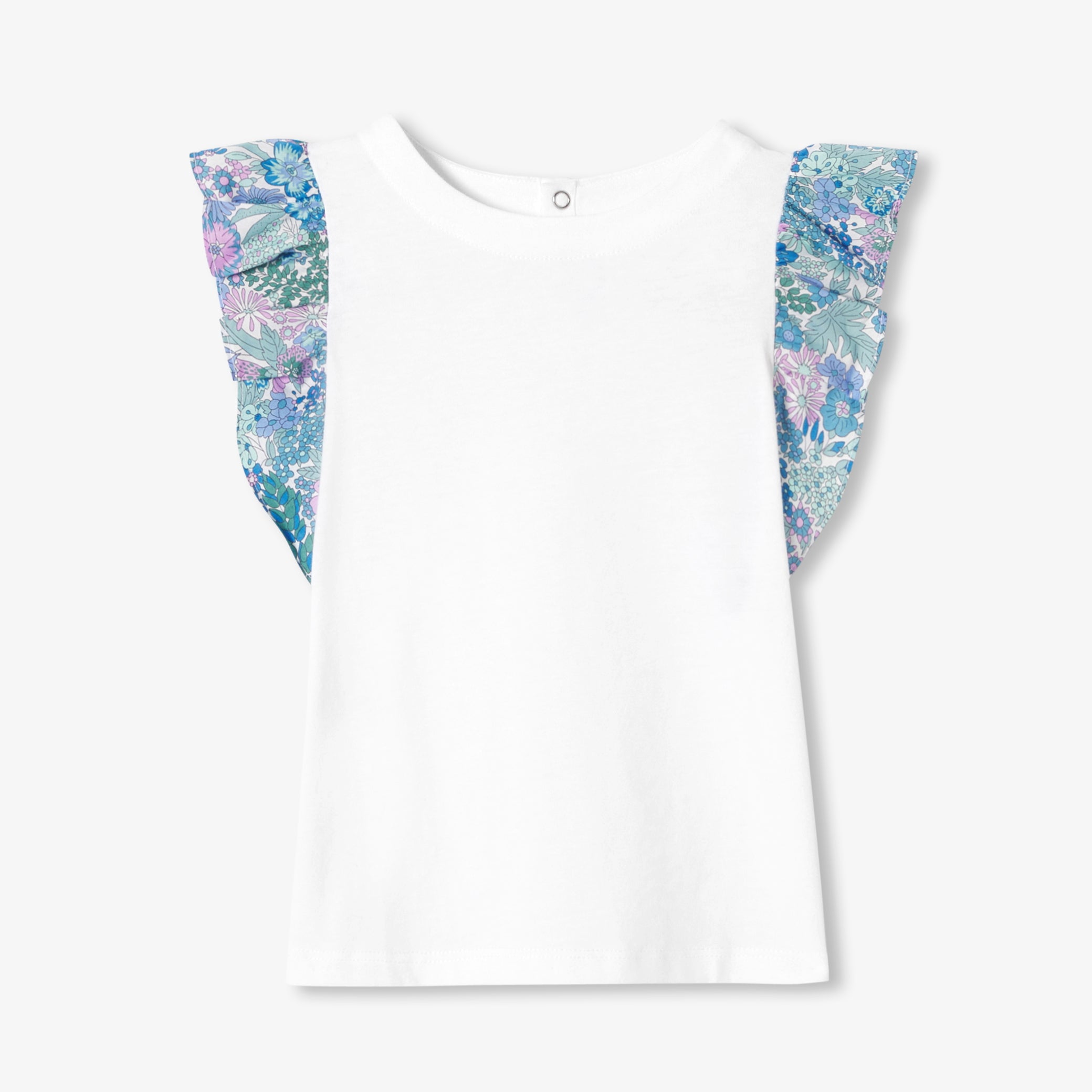 Girl T-shirt with Liberty fabric sleeves