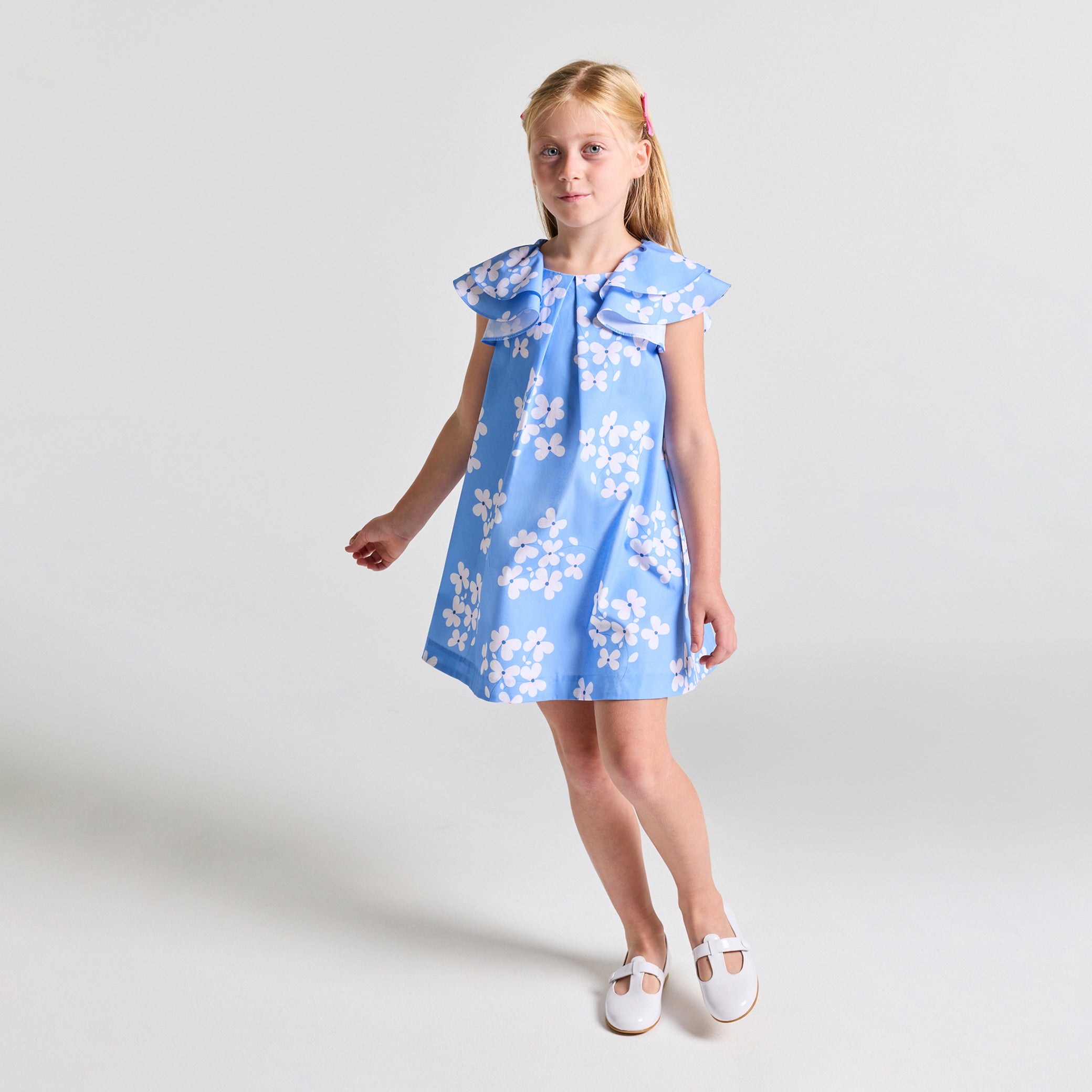 Girl floral print poplin dress
