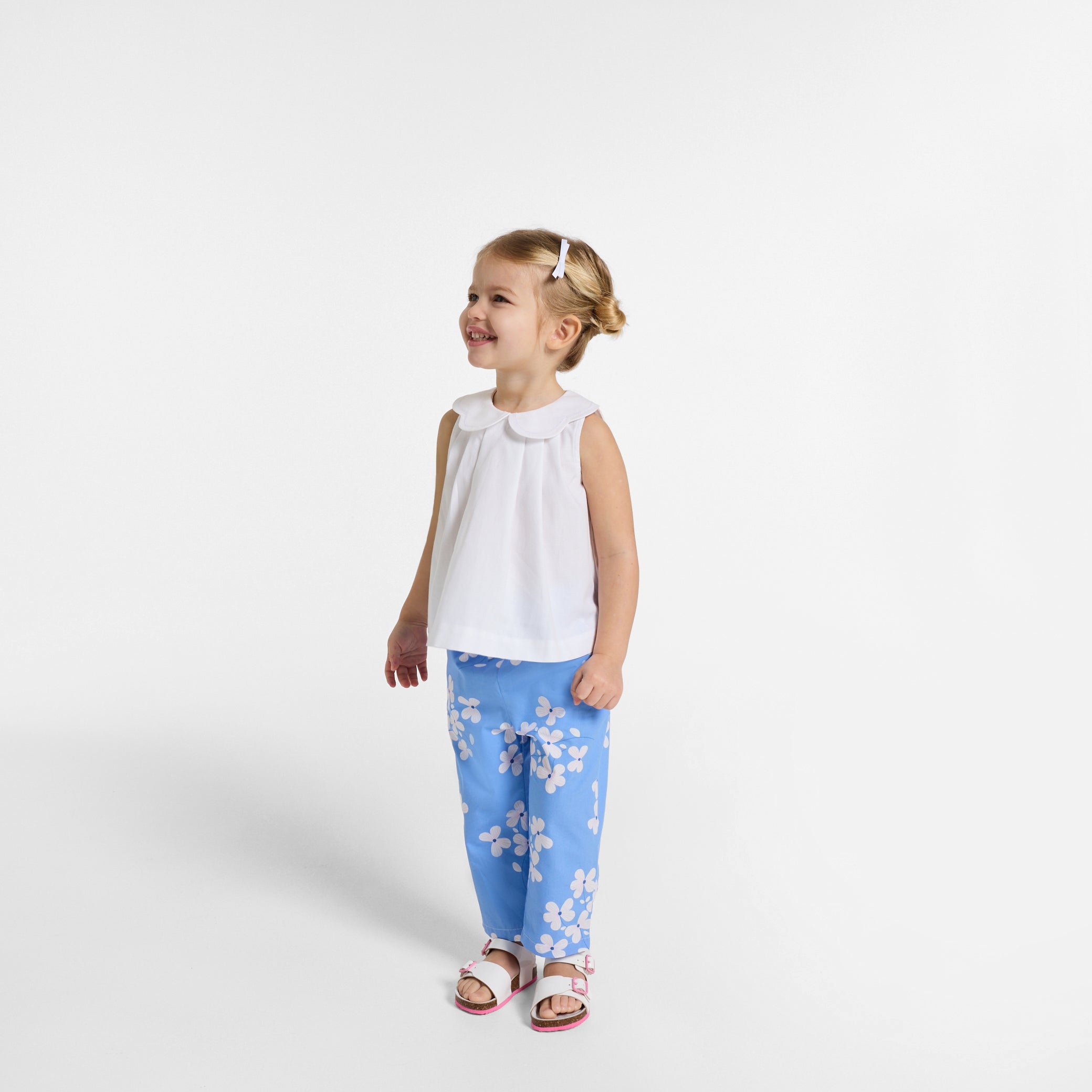 Baby girl floral print cotton trousers