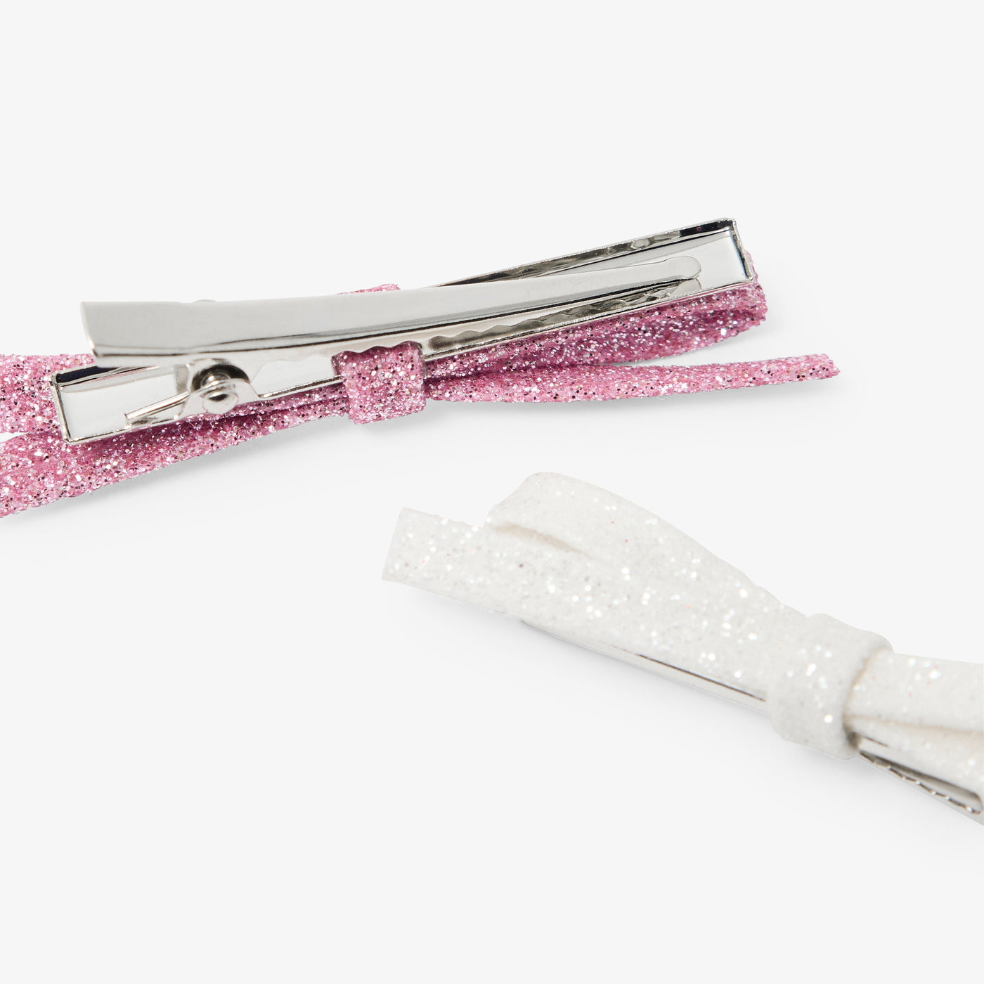 Girl set of three thin bow hair clips - rose moyen