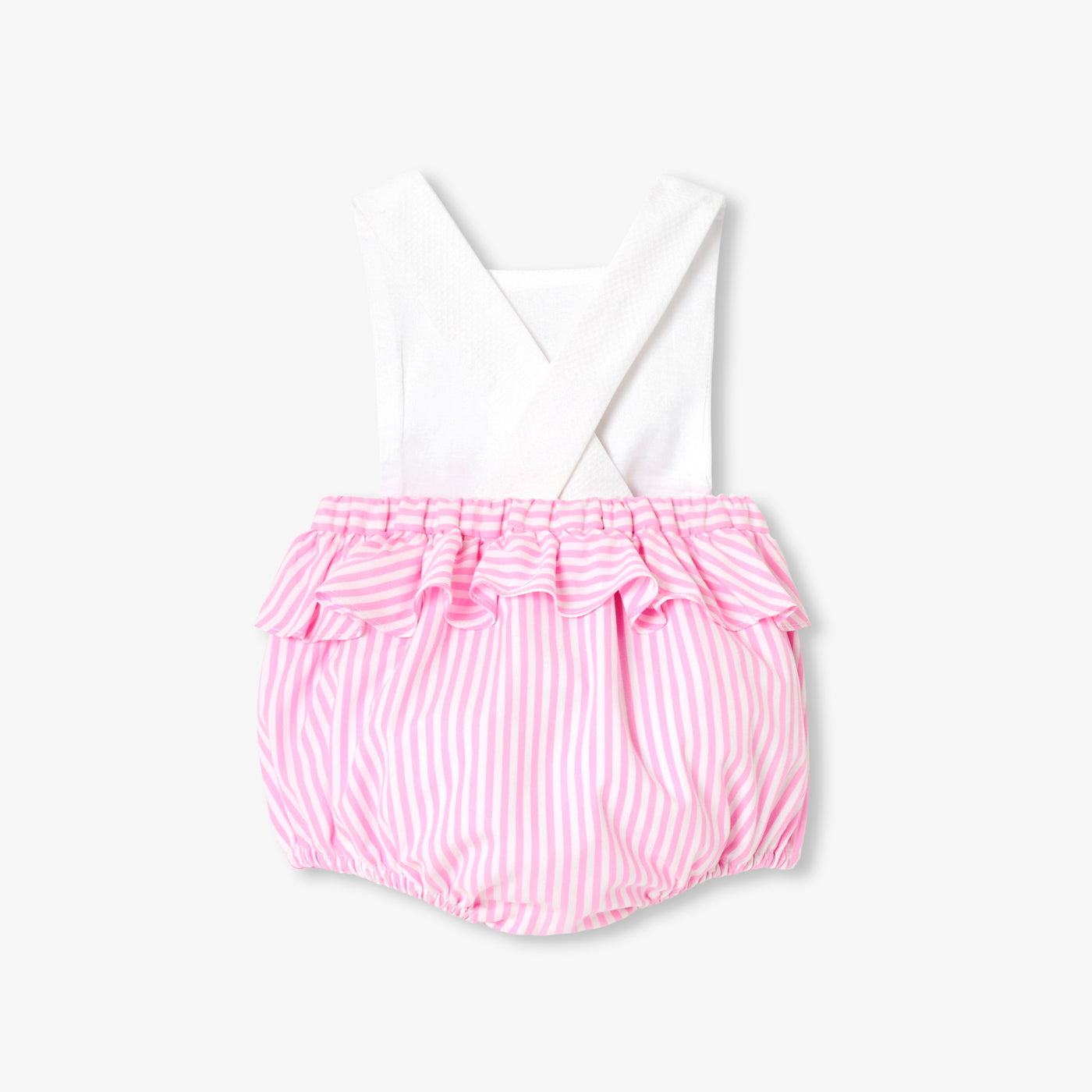 Baby girl romper in cotton piqué and poplin